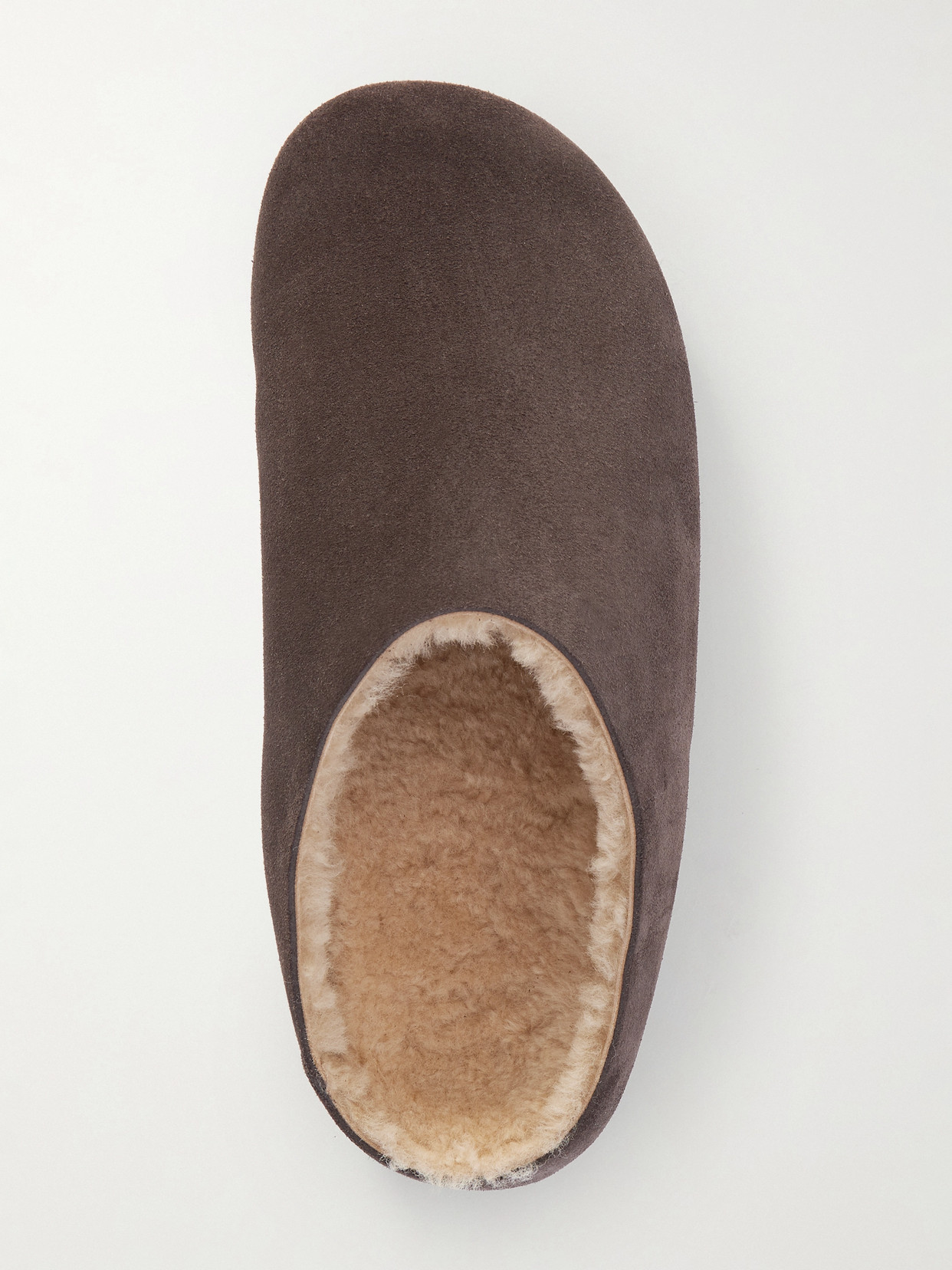 The Row Hudson Suede Leather Slide Sandal In Brown