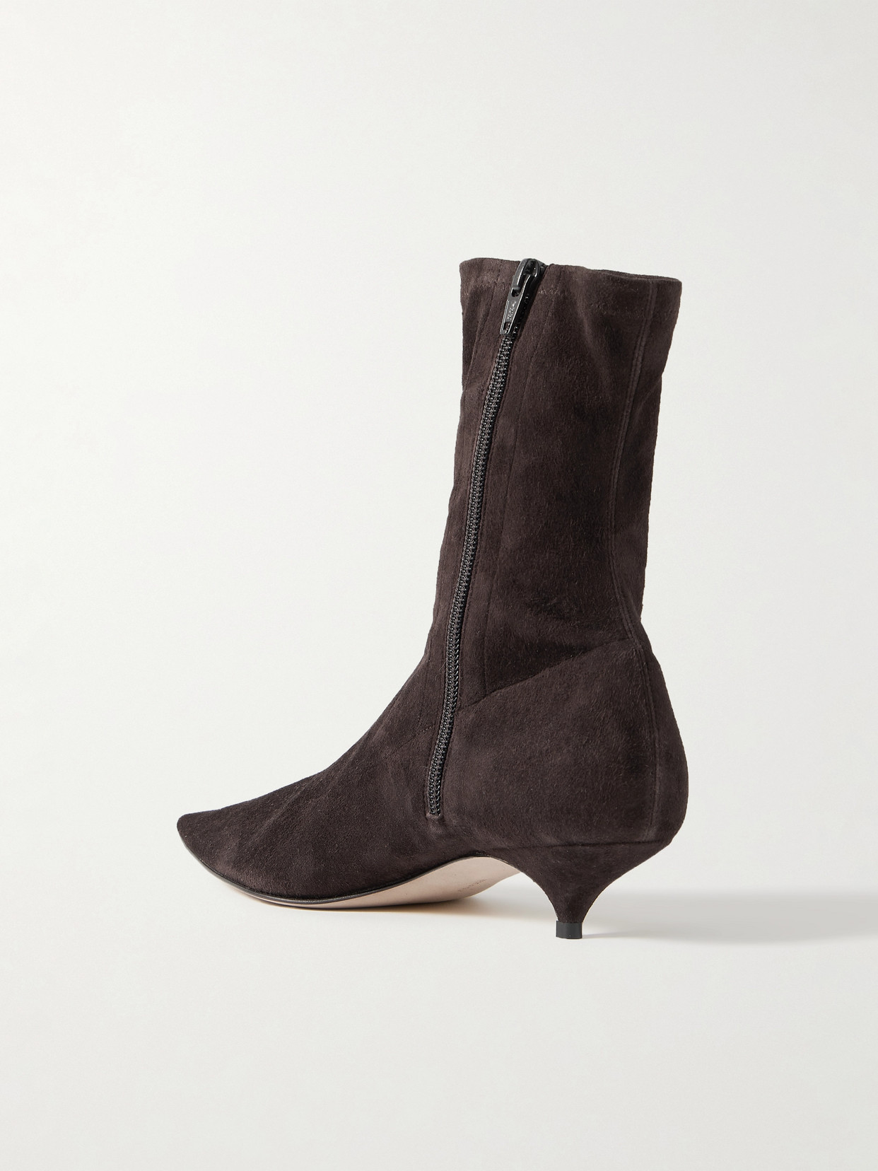 The Row Liisa Suede Kitten-heel Booties In Brown