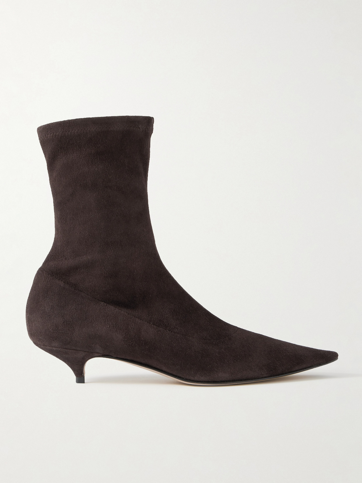 The Row Liisa Suede Kitten-heel Booties In Brown