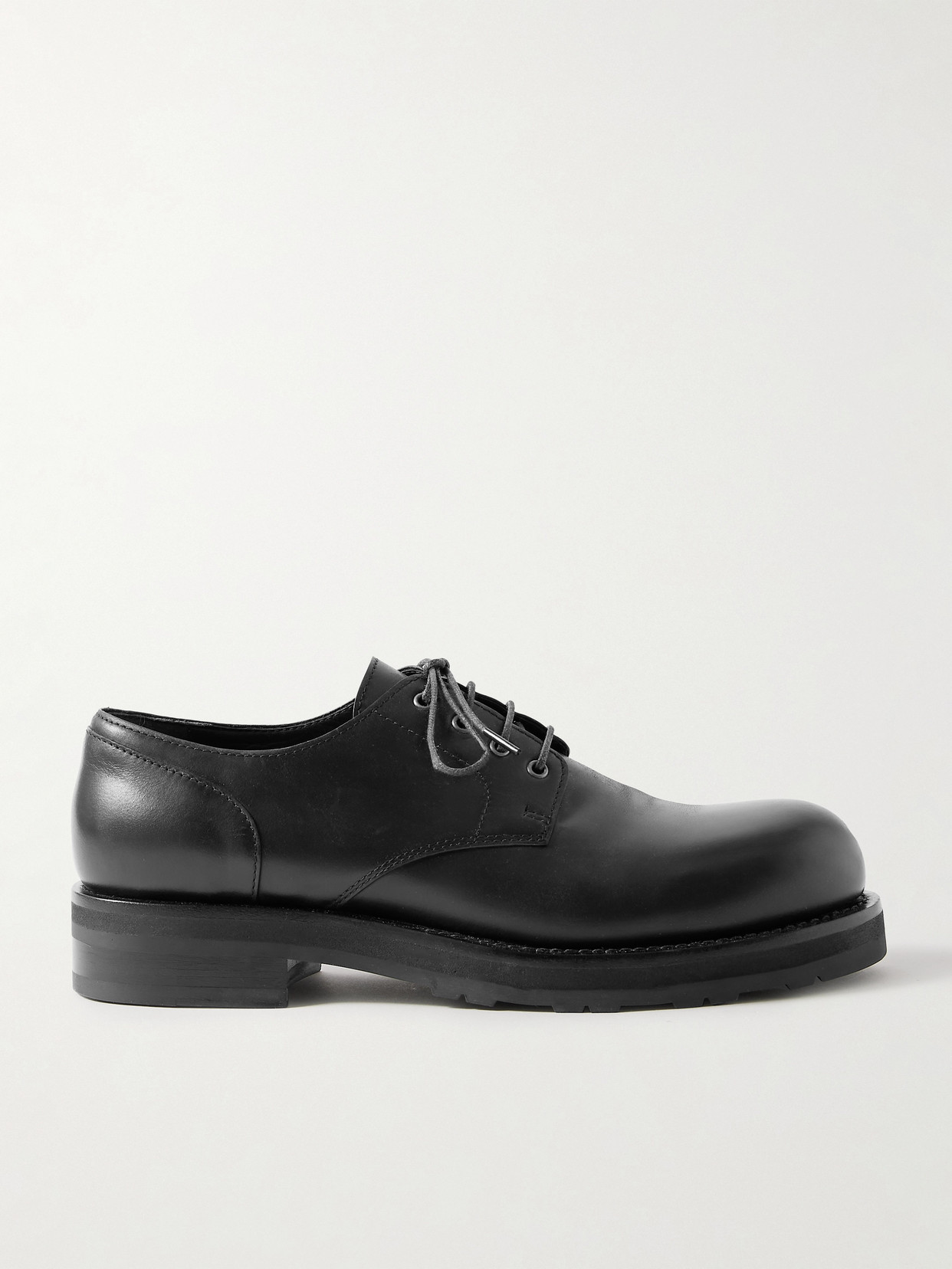 The Row Leather Derby Shoes In Black