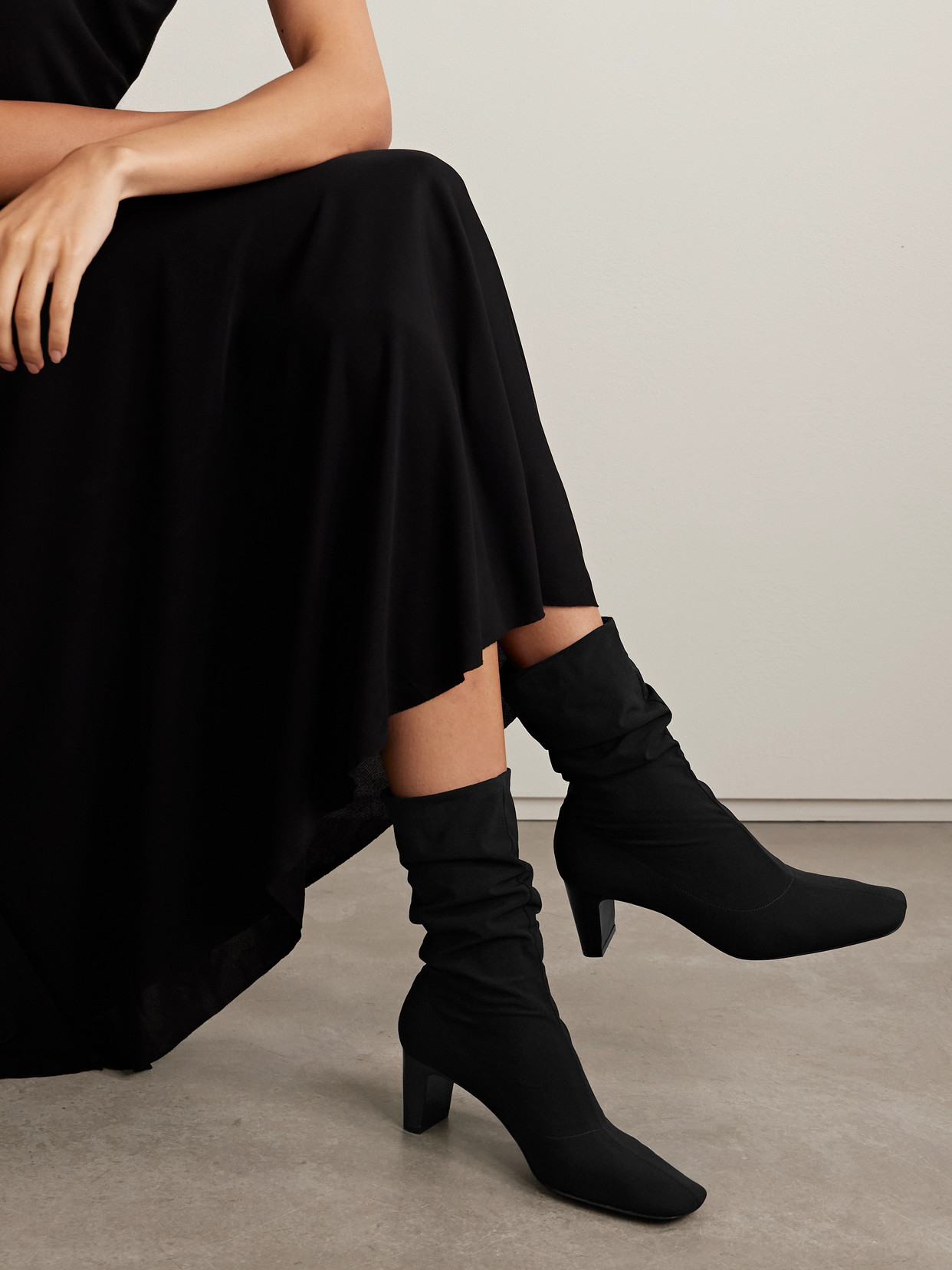 The Row Felice Neoprene Ankle Boots In Black