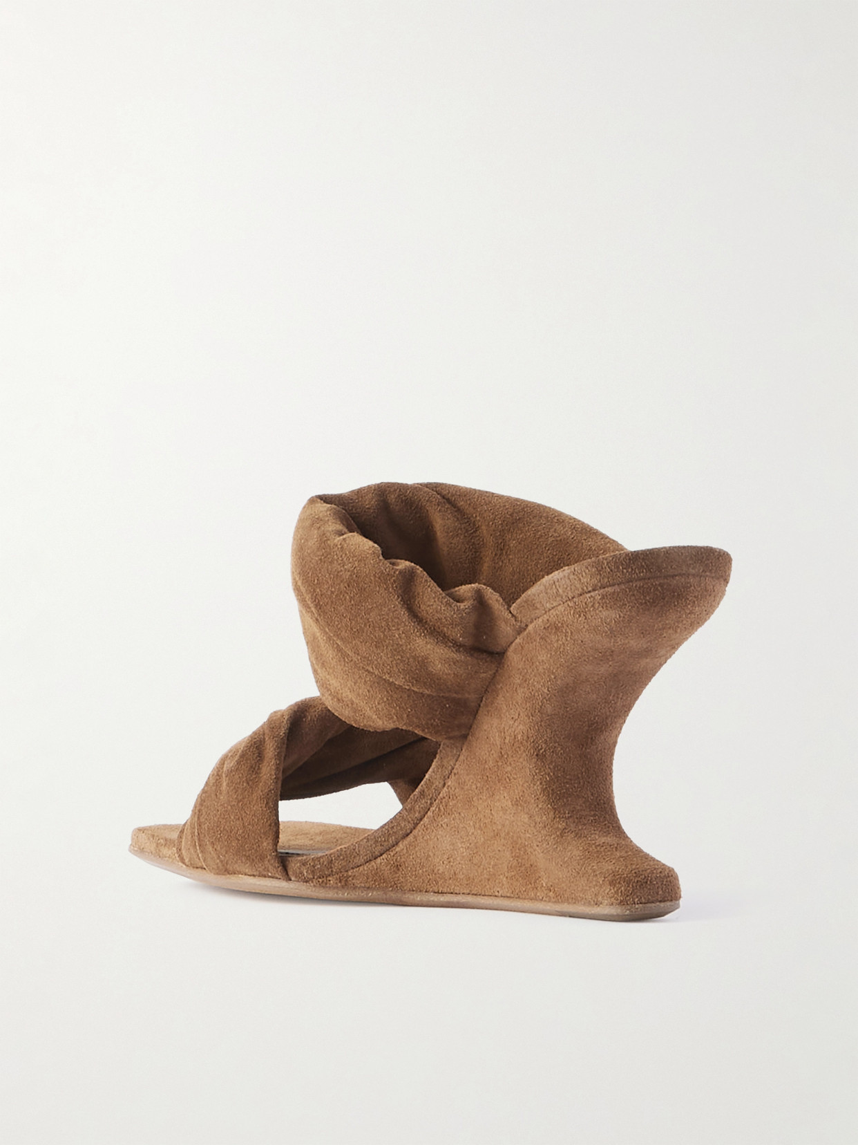 Rick Owens Twisted Cantilever Suede Wedge Mules