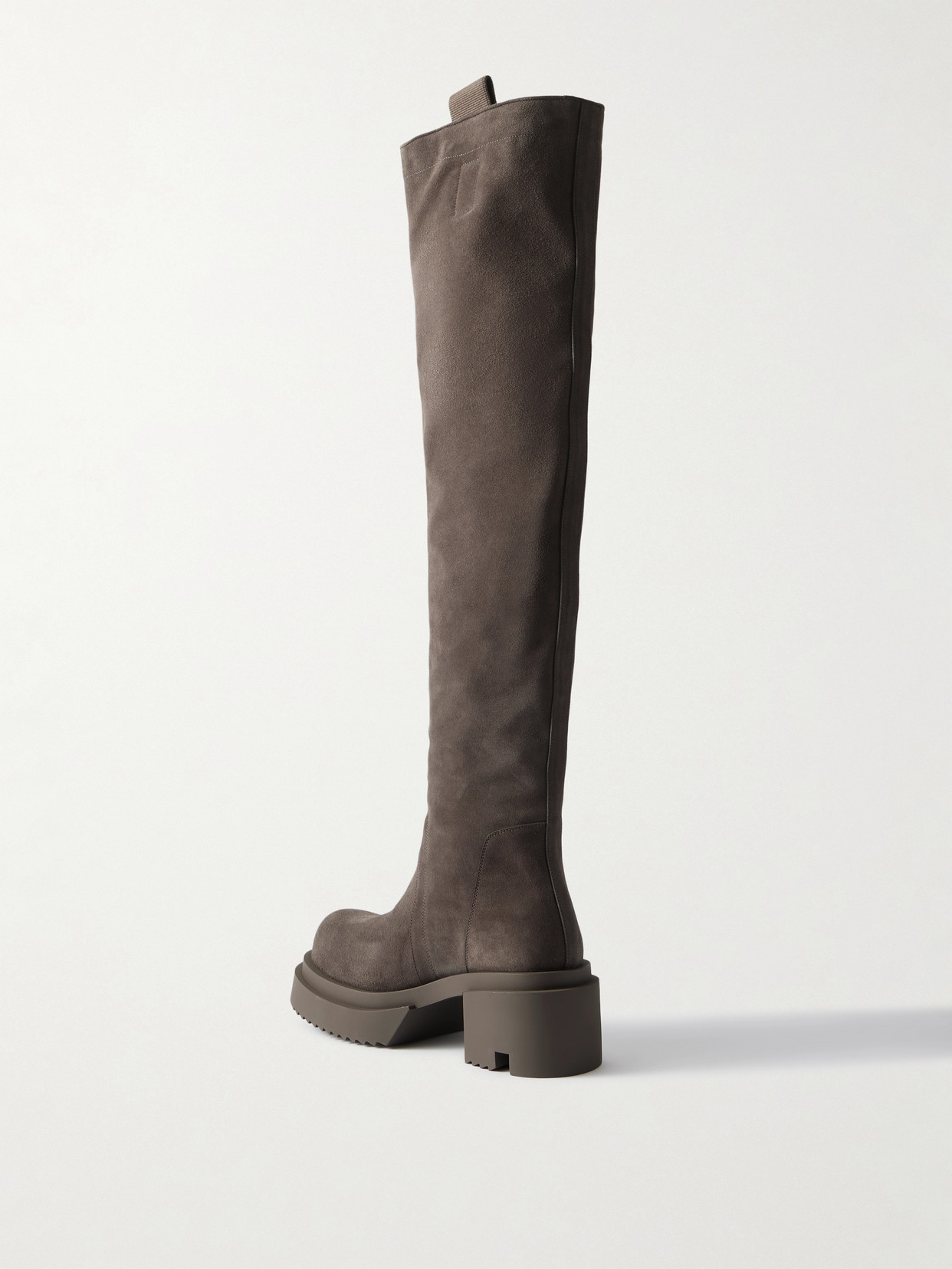 Rick Owens Wader Bogun Suede Over-the-knee Platform Boots In Brown