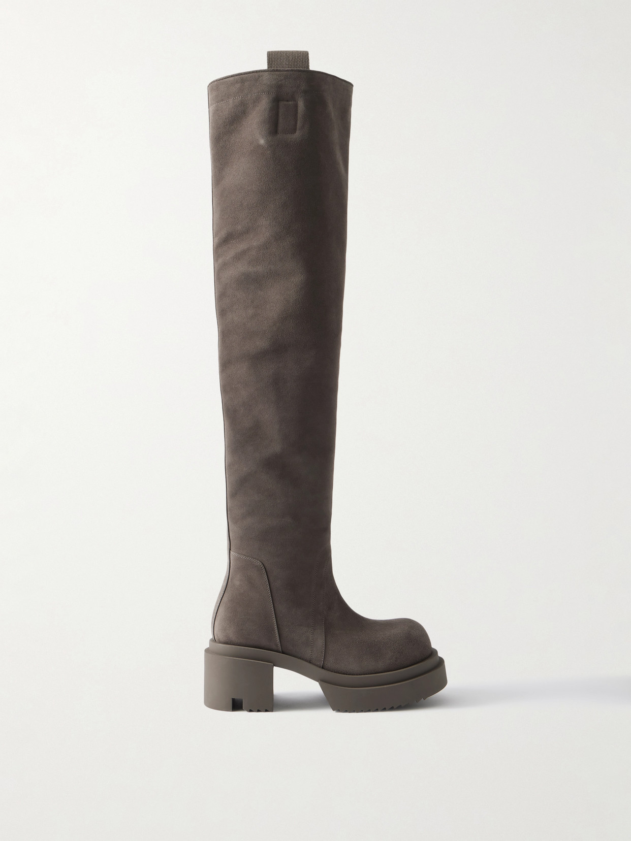 Rick Owens Wader Bogun Suede Over-the-knee Platform Boots In Brown
