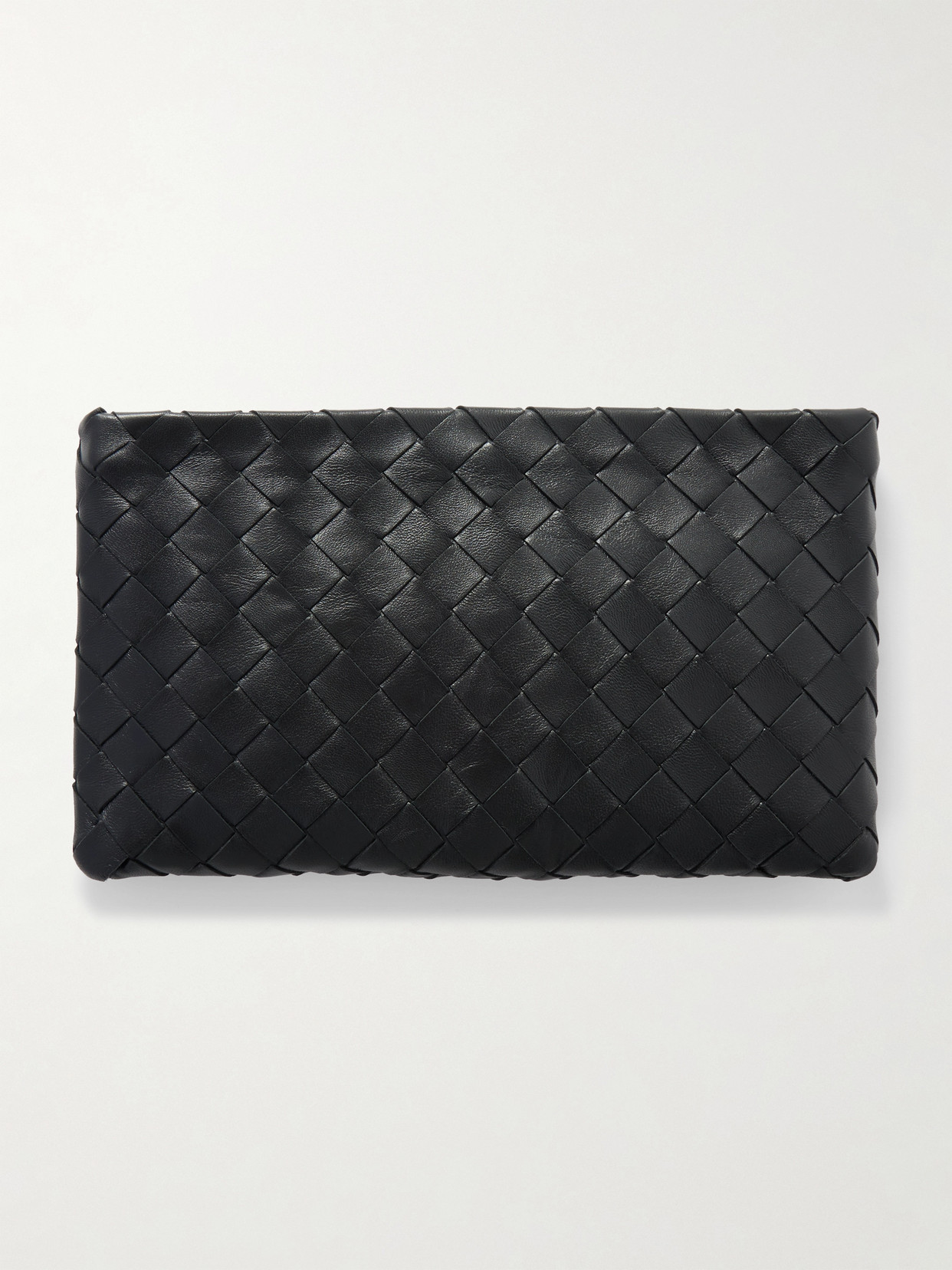Bottega Veneta Medium Intrecciato Leather Pouch In Black