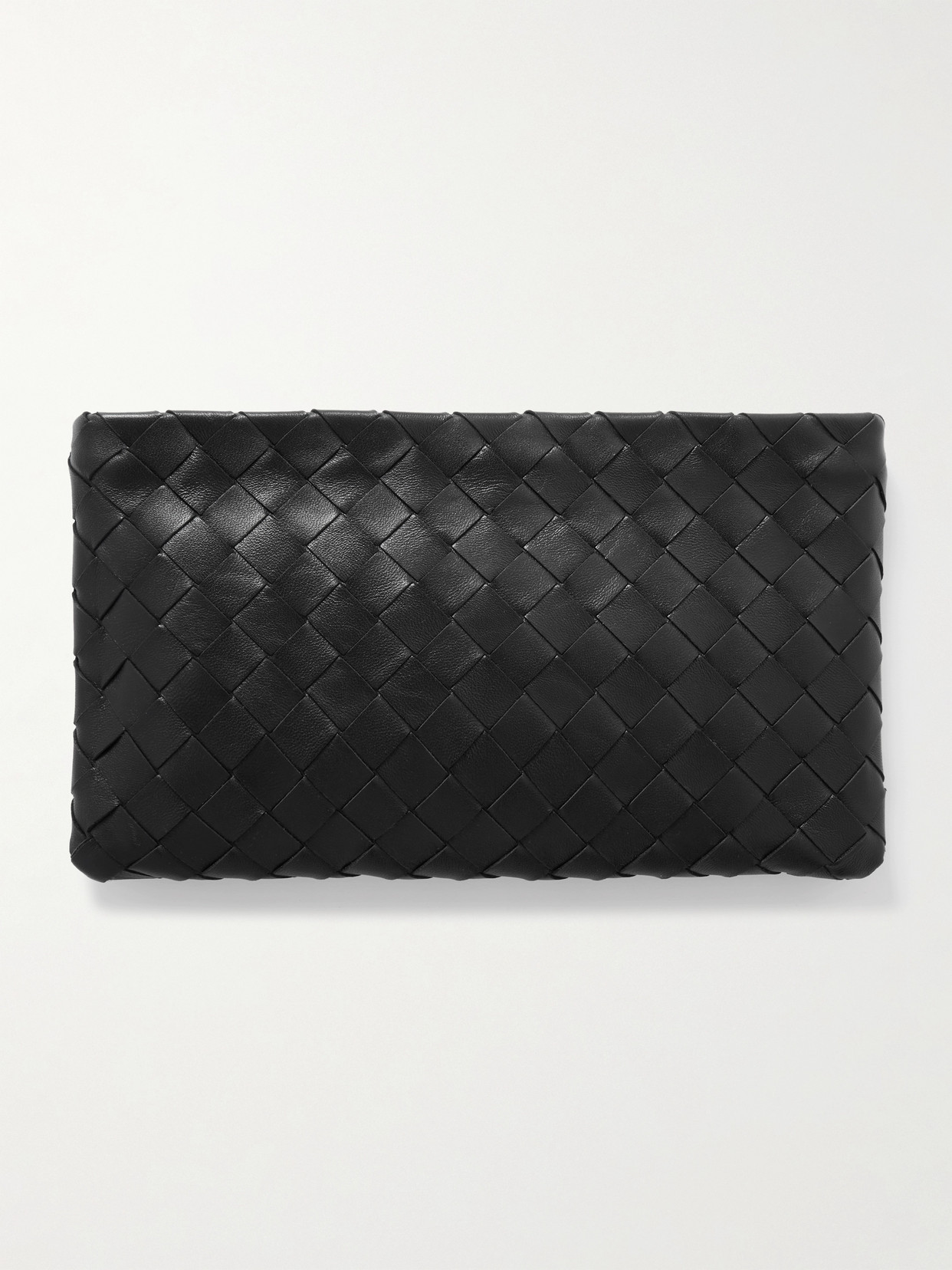Bottega Veneta Medium Intrecciato Leather Pouch In Black
