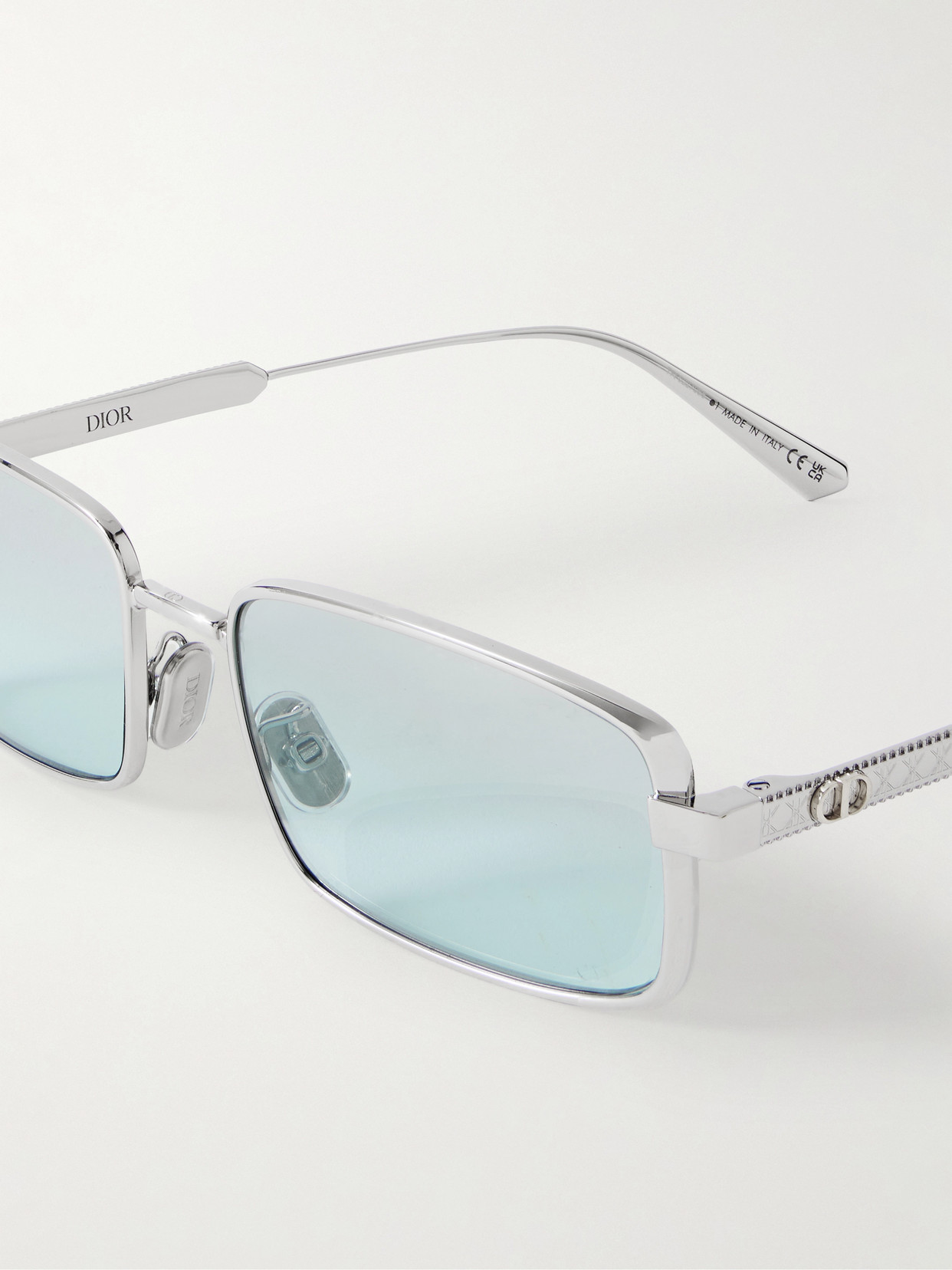 Dior Cannage S2u Rectangular-frame Silver-tone Sunglasses
