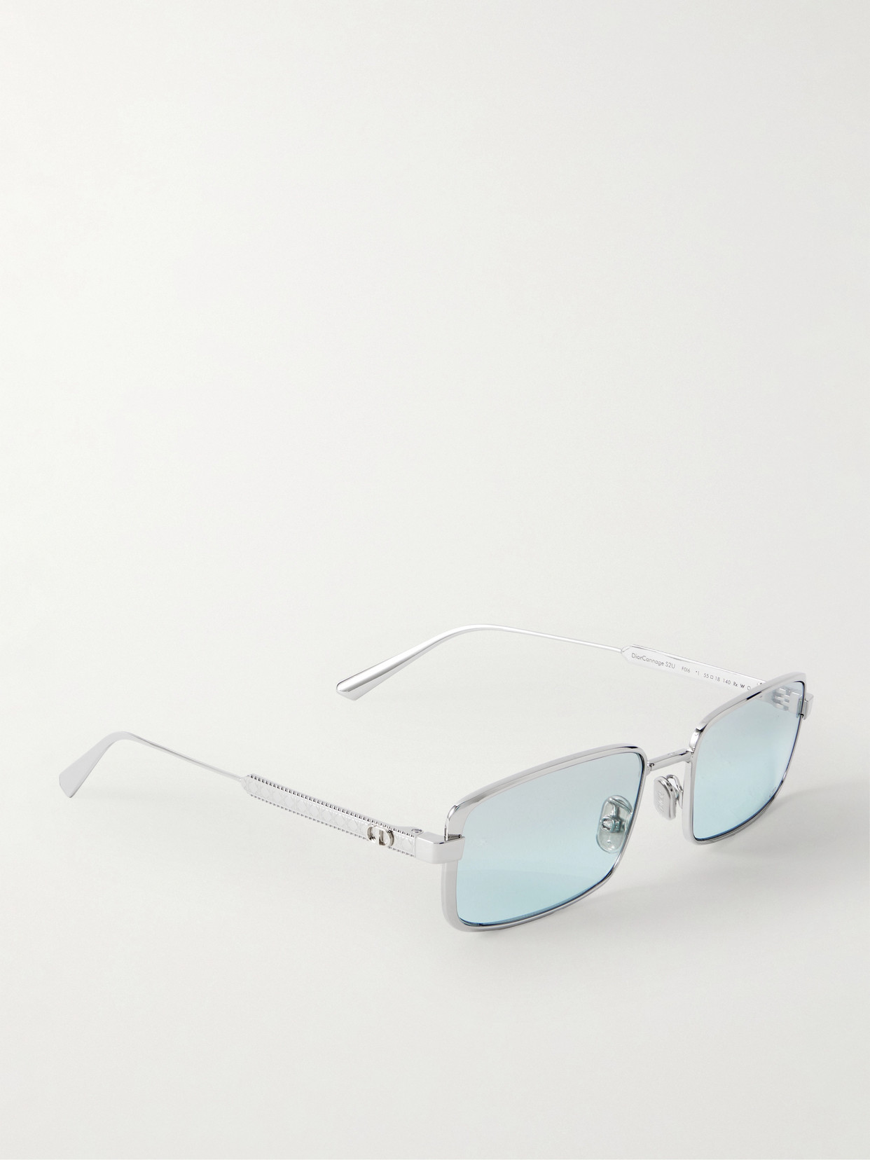 Dior Cannage S2u Rectangular-frame Silver-tone Sunglasses