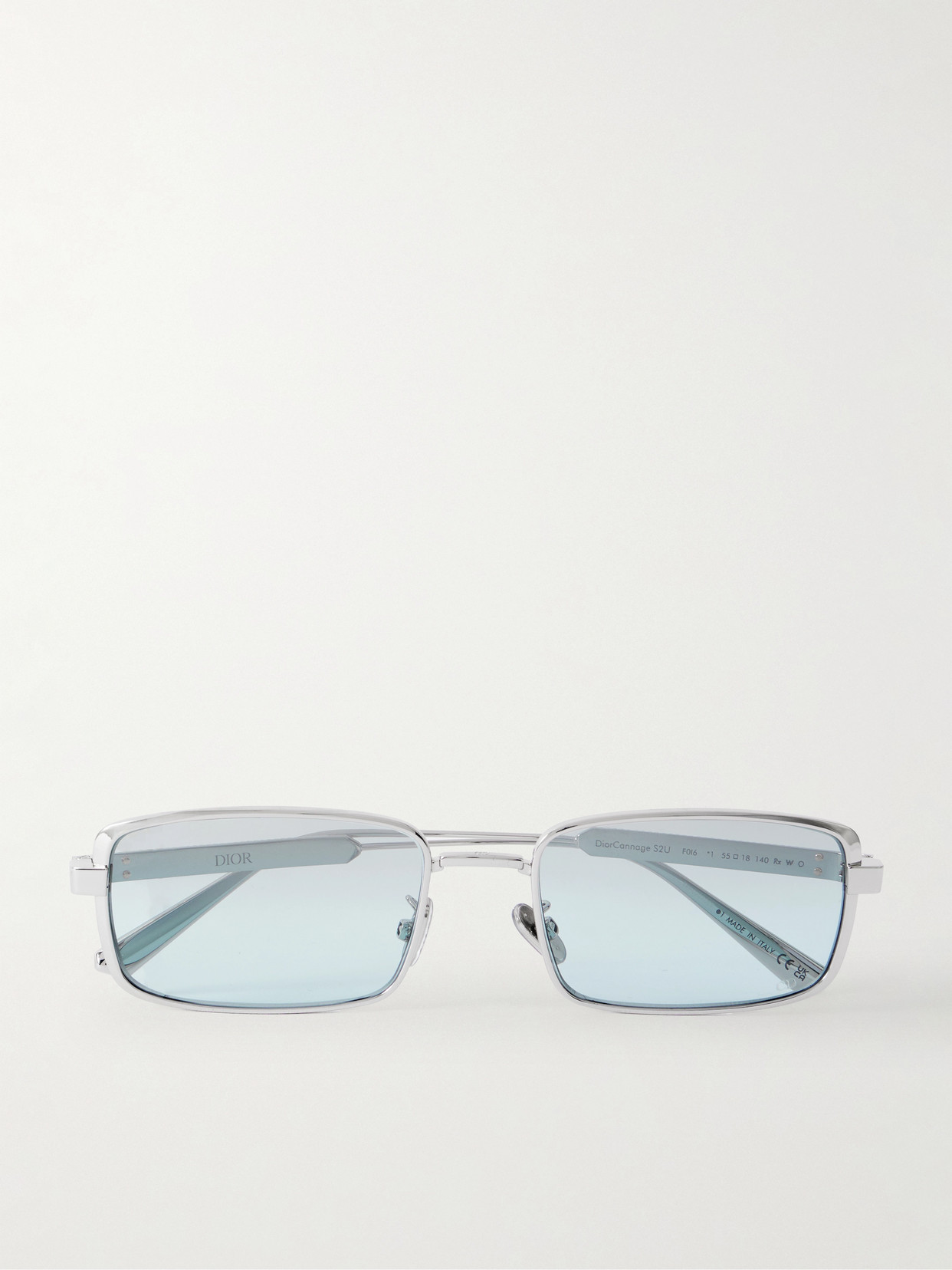 Dior Cannage S2u Rectangular-frame Silver-tone Sunglasses