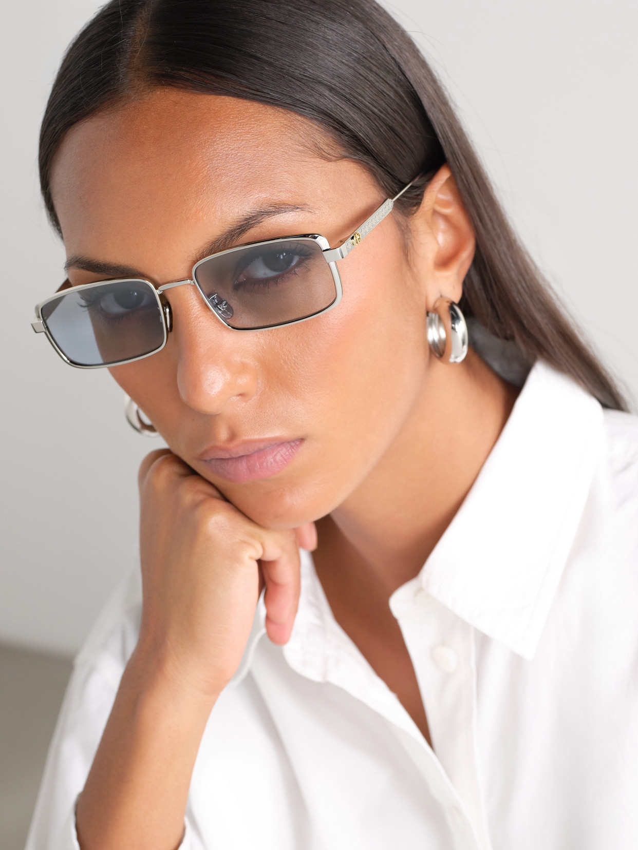 Dior Cannage S2u Rectangular-frame Silver-tone Sunglasses In Blue