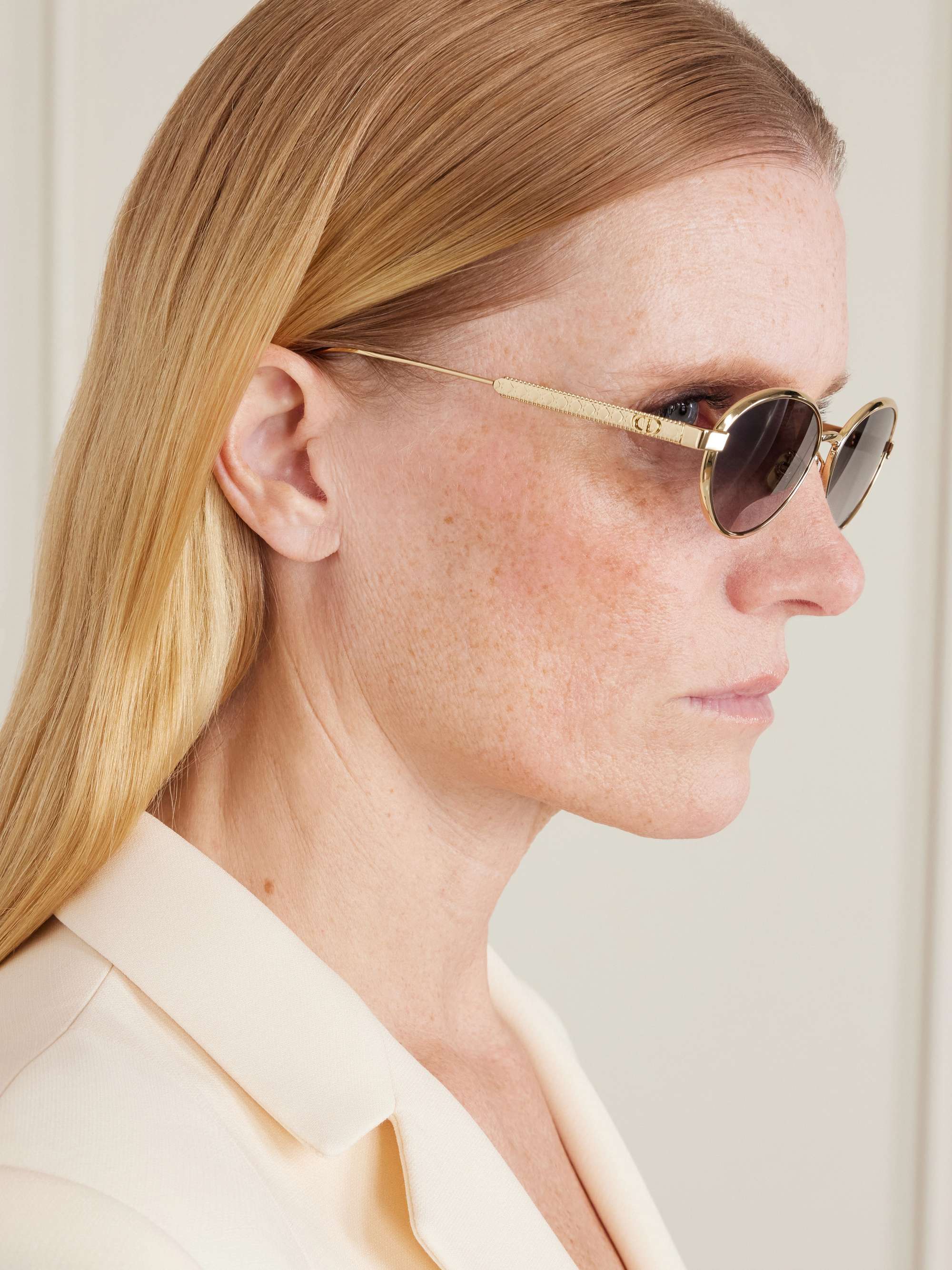 DIOR EYEWEAR DiorCannage R1U oval-frame gold-tone sunglasses | NET