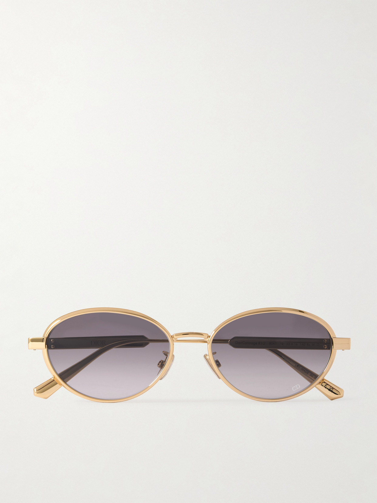 Dior Cannage R1u Oval-frame Gold-tone Sunglasses