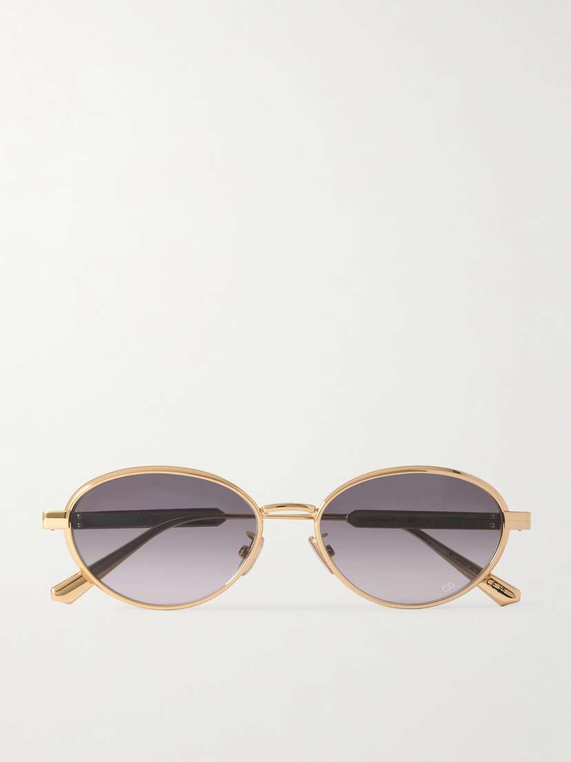 DIOR Eyewear Diorcannage R1u Oval-frame Gold-tone Sunglasses