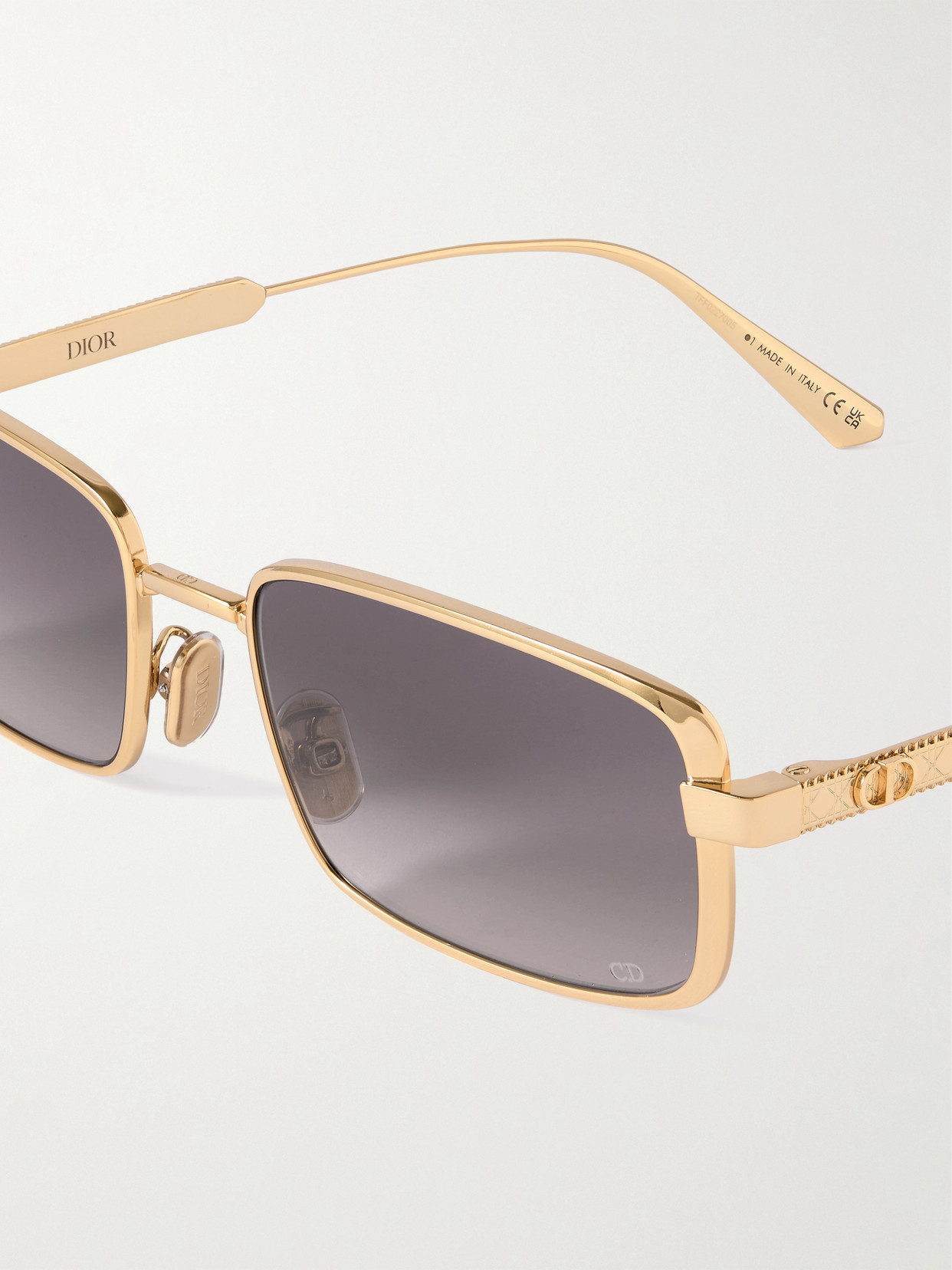 Dior Cannage S2u Rectangular-frame Gold-tone Sunglasses