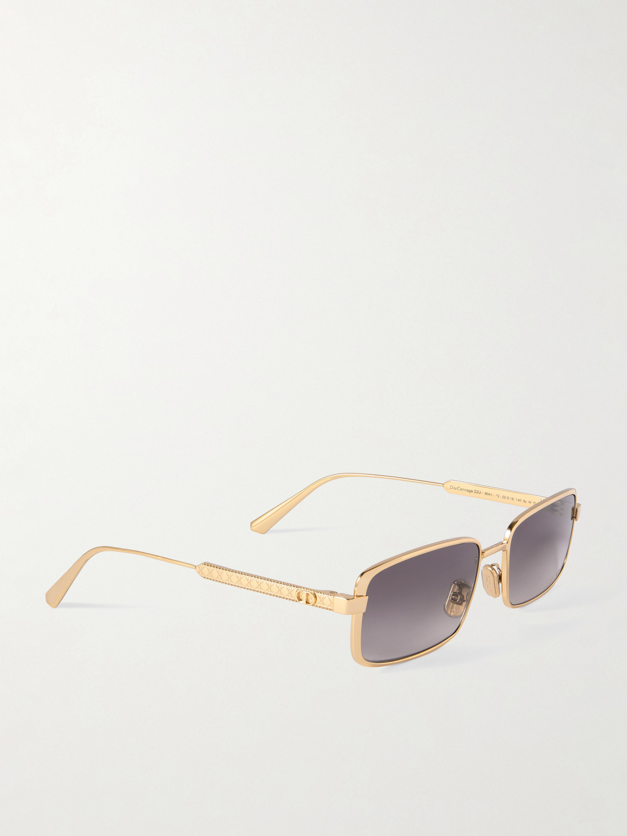 Dior Cannage S2u Rectangular-frame Gold-tone Sunglasses