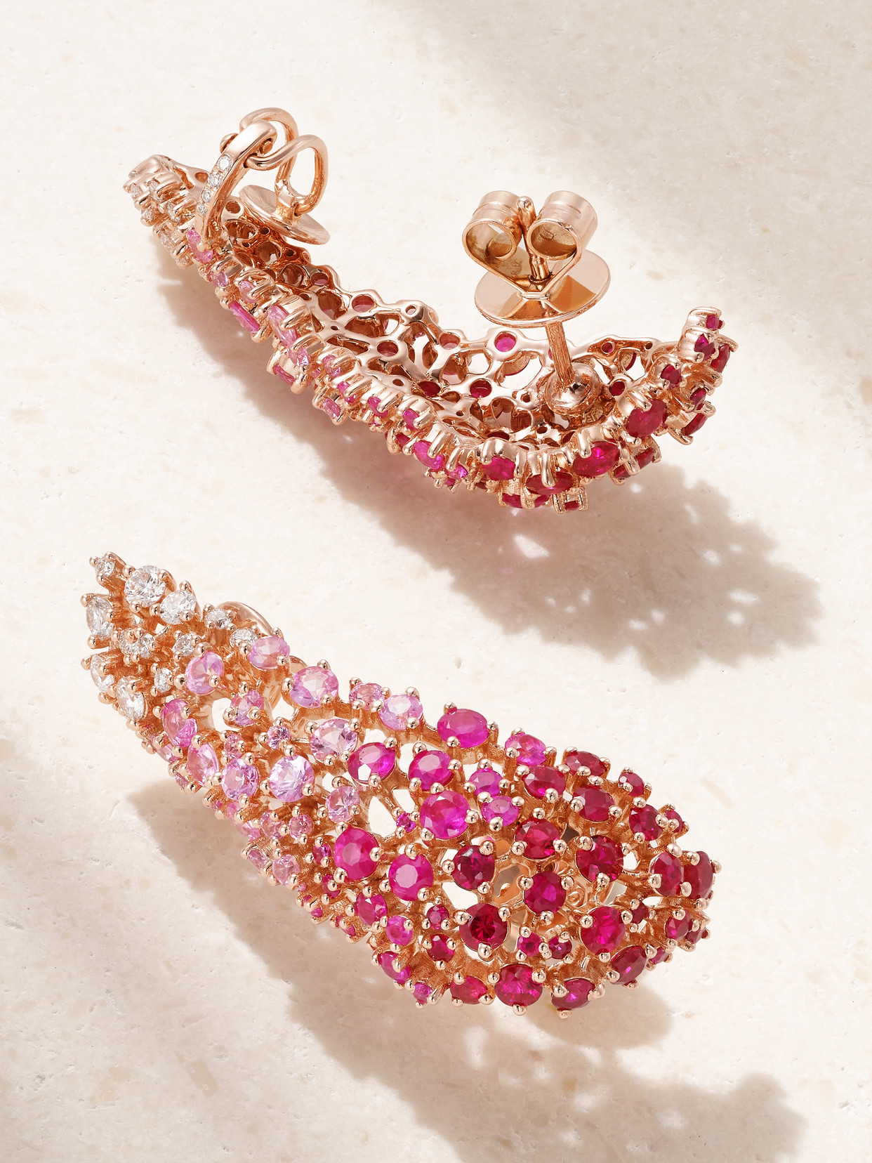 Ananya Scatter 18-karat Rose Gold Multi-stone Earrings In Pink