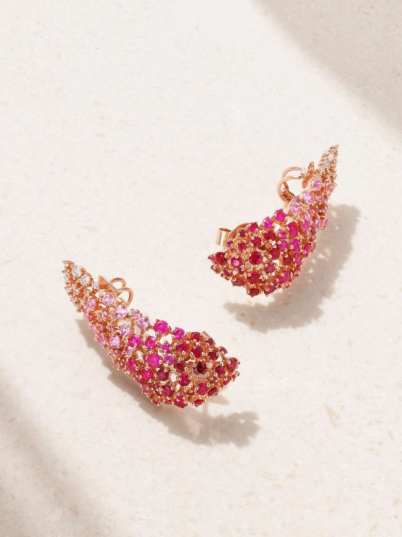 Ananya Scatter 18-karat Rose Gold Multi-stone Earrings