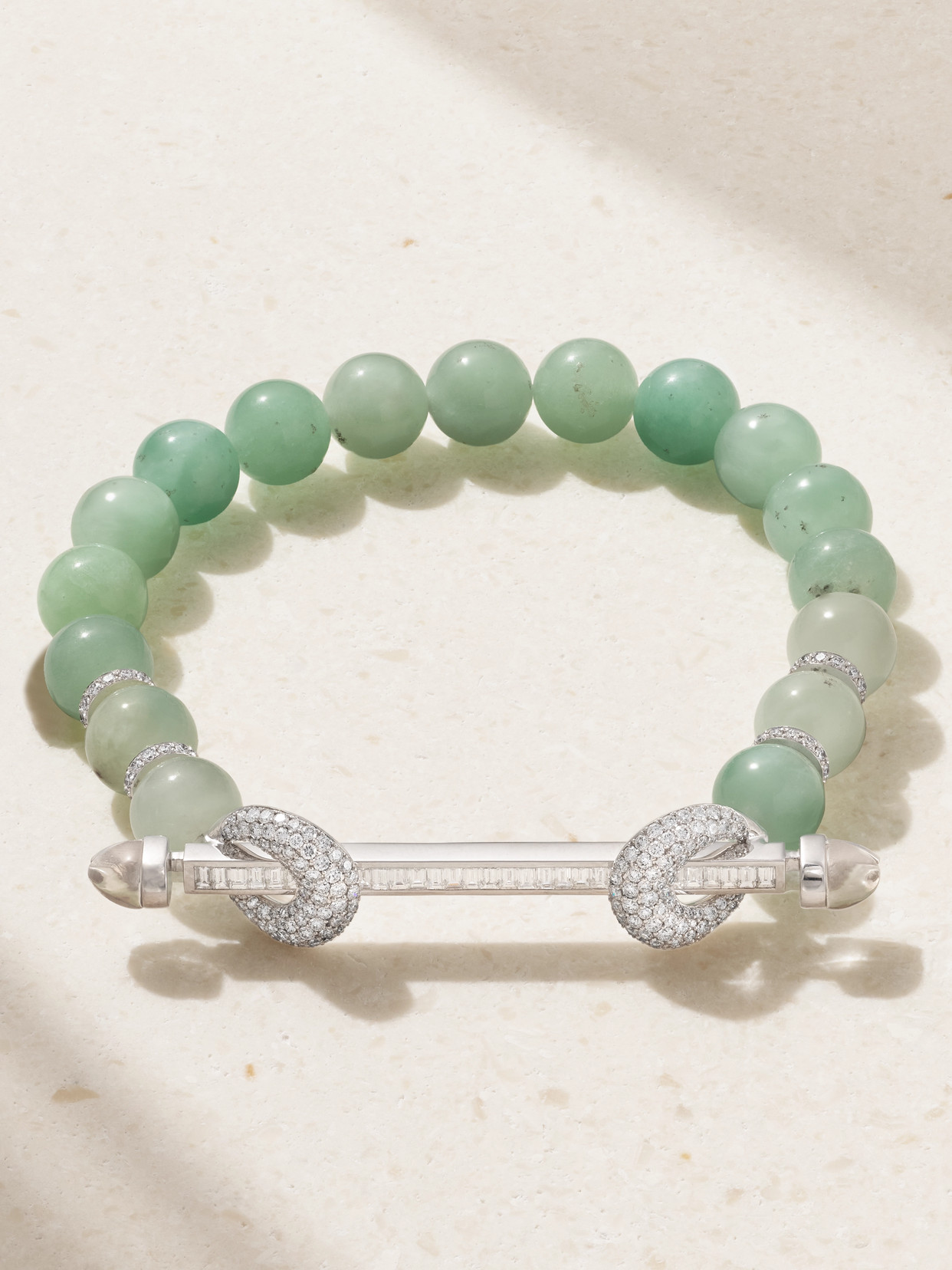 Ananya Chakra 18-karat White Gold Multi-stone Bracelet In Green