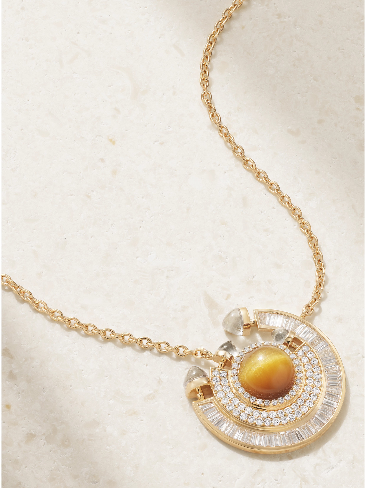 Ananya Chakra 18-karat Gold Multi-stone Necklace In Brown