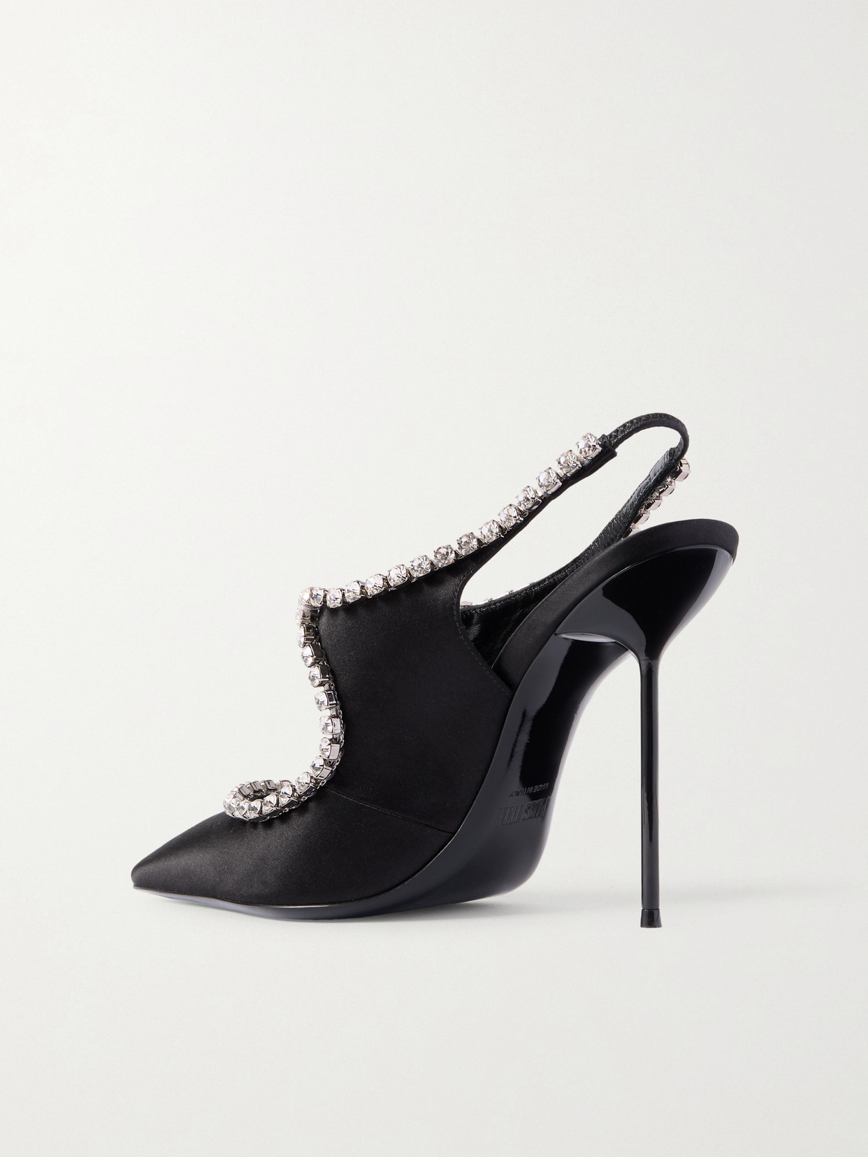 Paris Texas Lidia Crystal-embellished Satin Mary Jane Pumps In Black