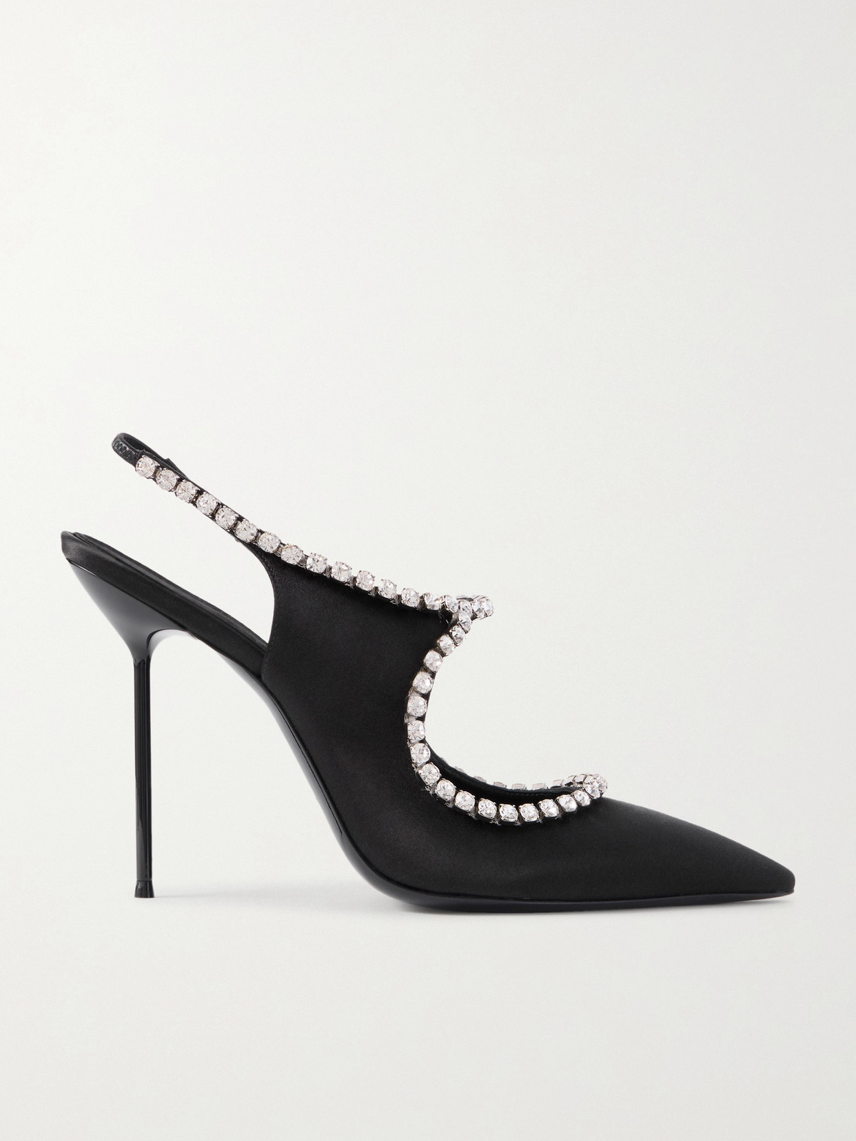 Paris Texas Lidia Crystal-embellished Satin Mary Jane Pumps In Black