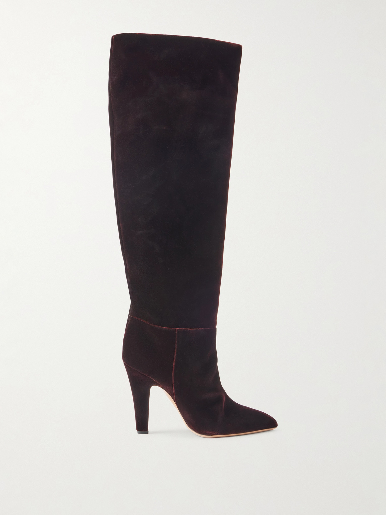 Paris Texas Elsa Velvet Knee Boots In Burgundy