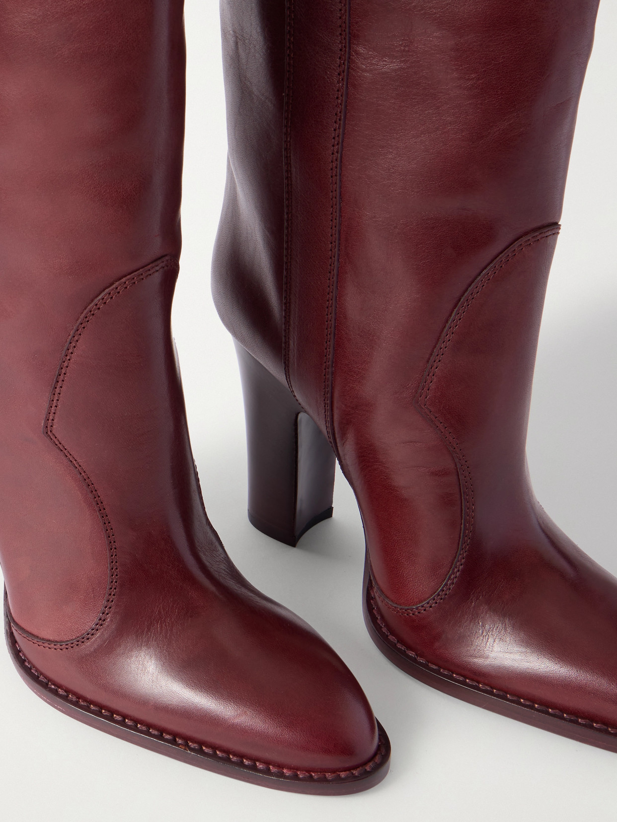 Paris Texas Lavinia Leather Knee Boots In Burgundy