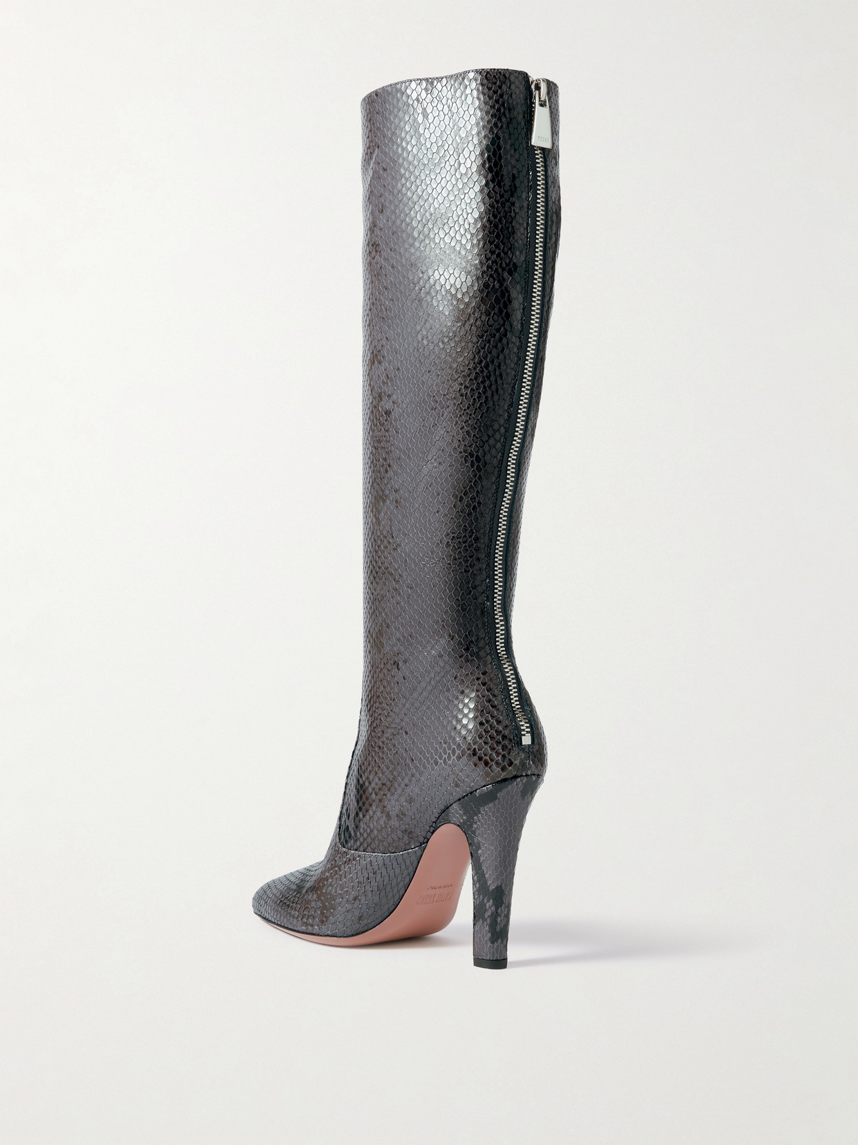 Paris Texas Elsa Snake-effect Leather Knee Boots In Gray