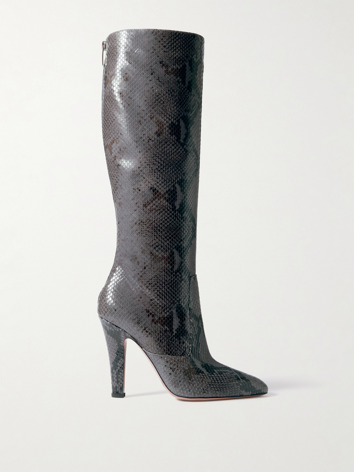Paris Texas Elsa Snake-effect Leather Knee Boots In Gray