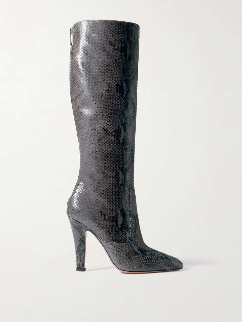 Paris Texas Elsa Snake-effect Leather Knee Boots
