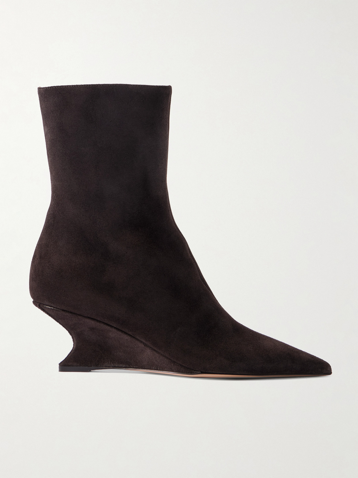 Paris Texas Nina Suede Wedge Ankle Boots In Brown