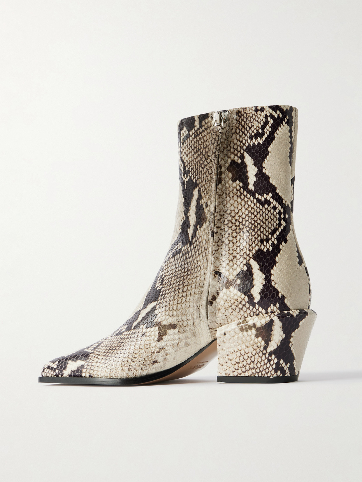 Paris Texas Ankle Boots In Natural Printed Python Leather. In Multi