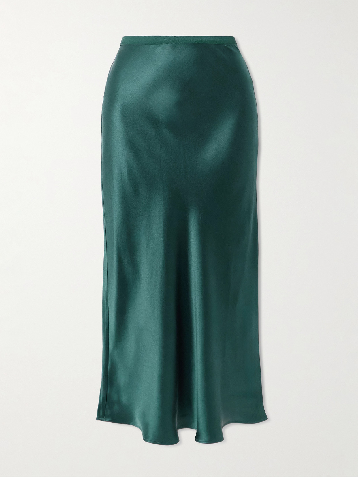 Anine Bing Womens Bar Silk Midi Skirt Dark Teal Xs In Green
