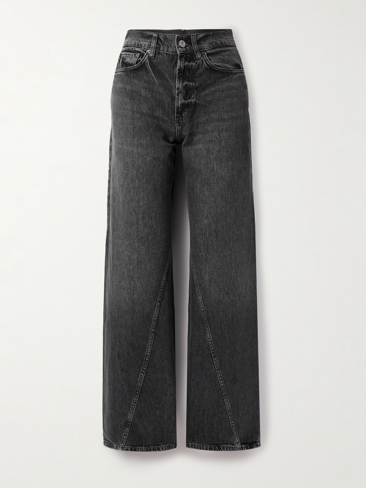 Anine Bing Brie Paneled High-rise Wide-leg Jeans In Multi