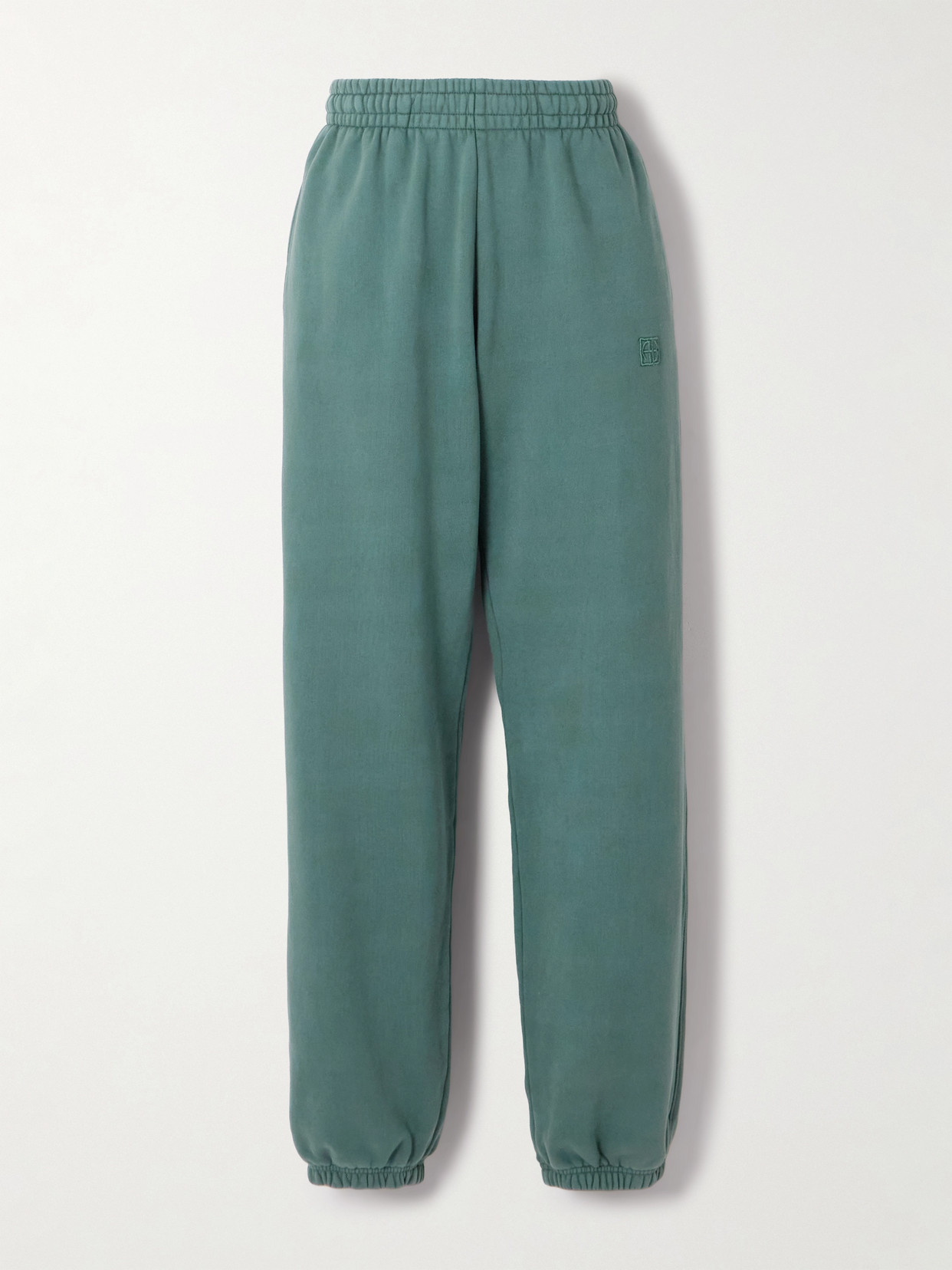 Anine Bing Karter Cotton-fleece Tapered Track Pants In Green