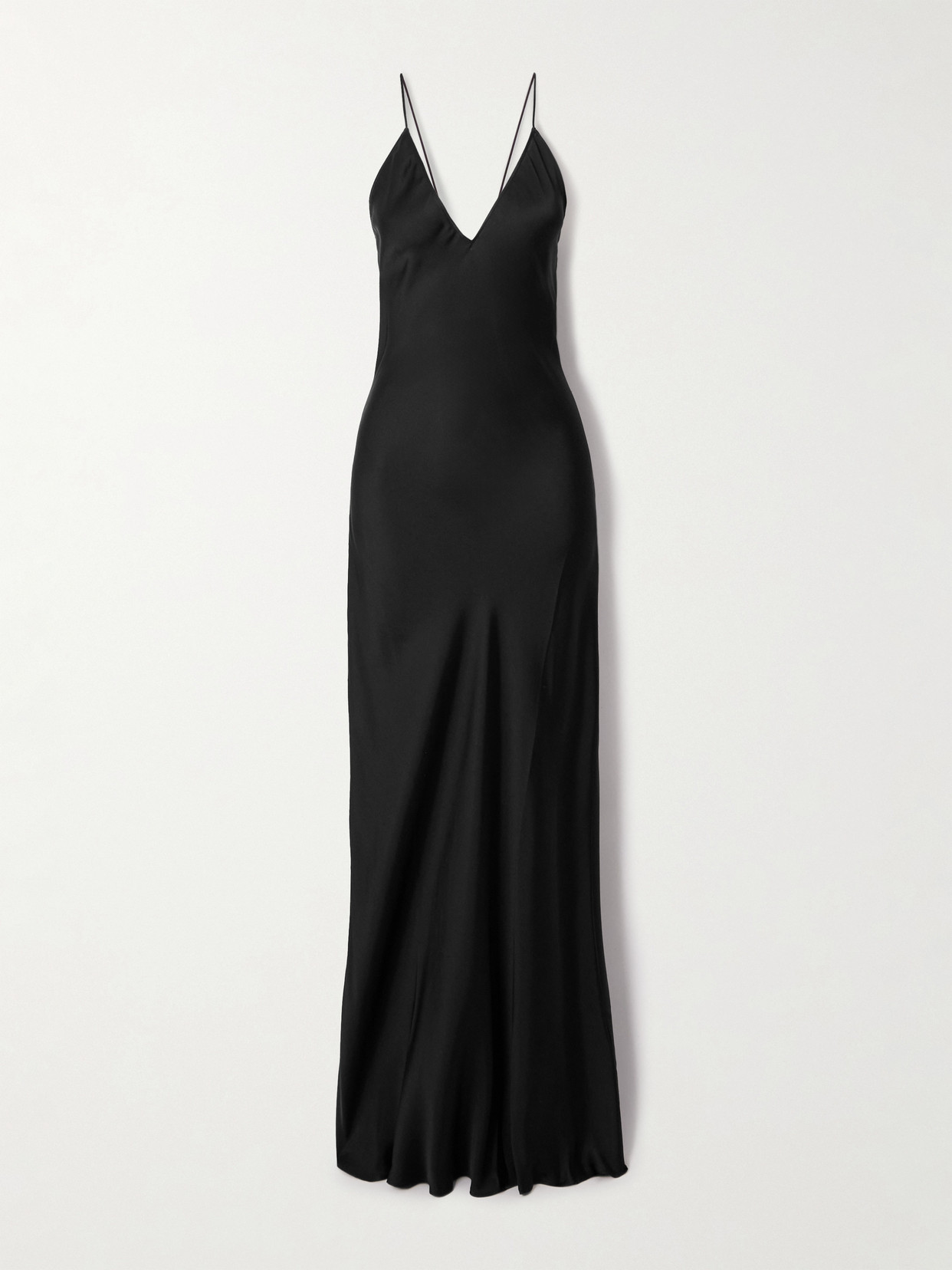 Anine Bing Laurel Silk-blend Satin Gown In Black