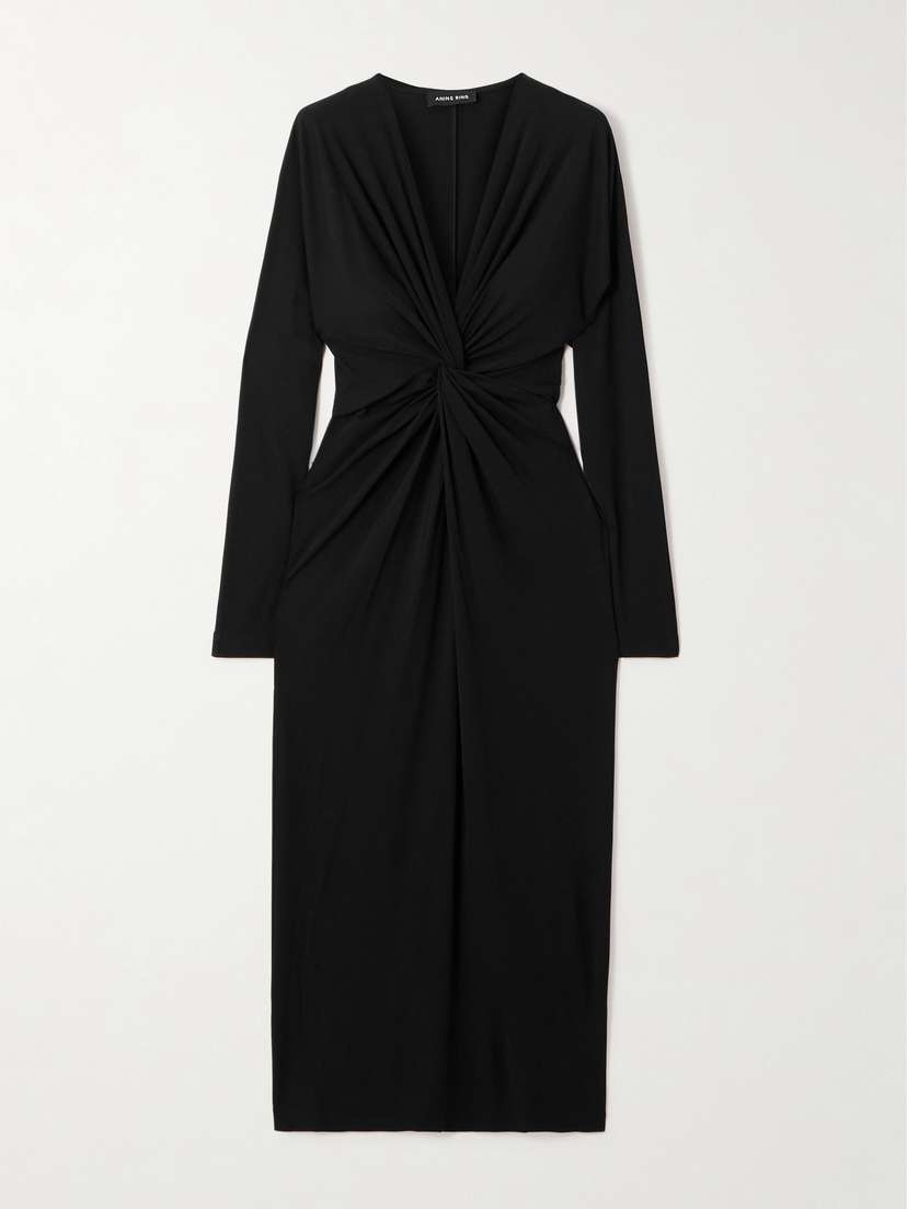 Anine Bing Mathilde Twist-front Jersey Midi Dress