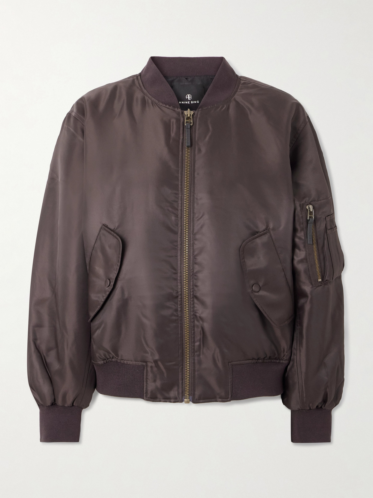 Anine Bing Leon Shell Bomber Jacket In Brown
