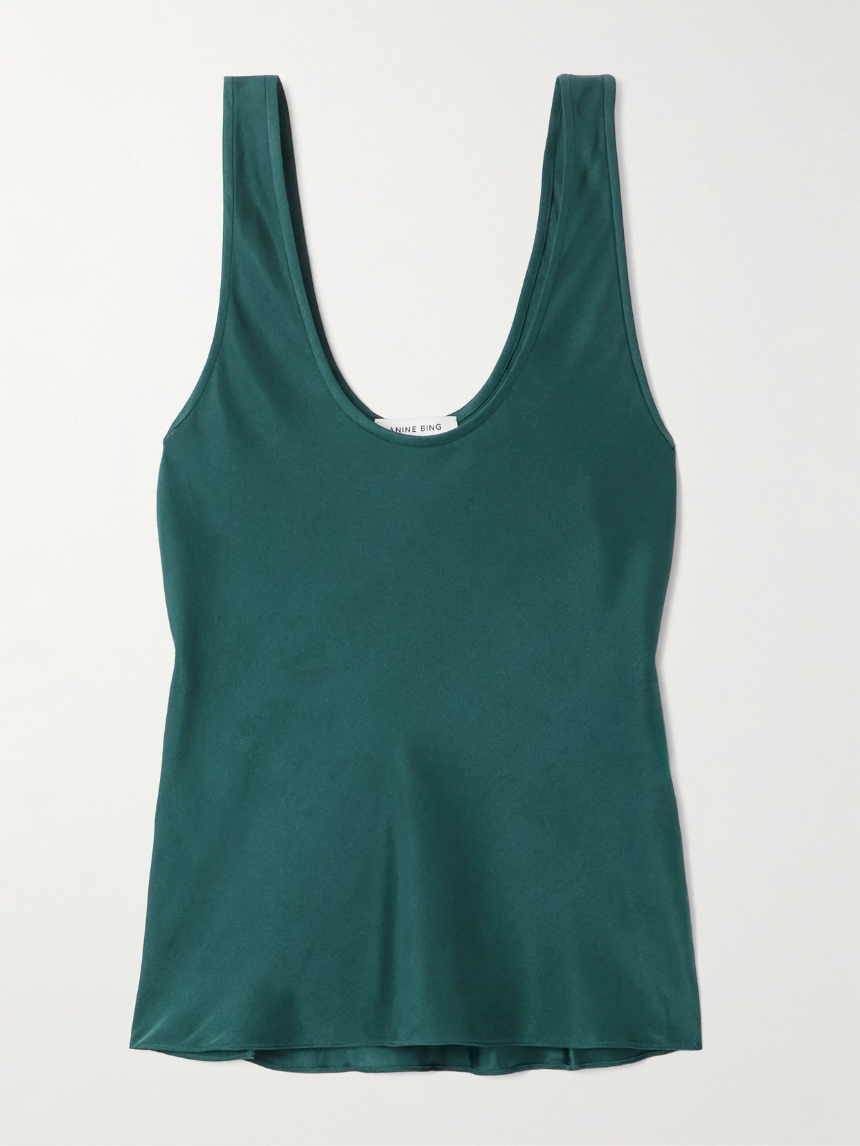Anine Bing Lea Silk-satin Tank In Green