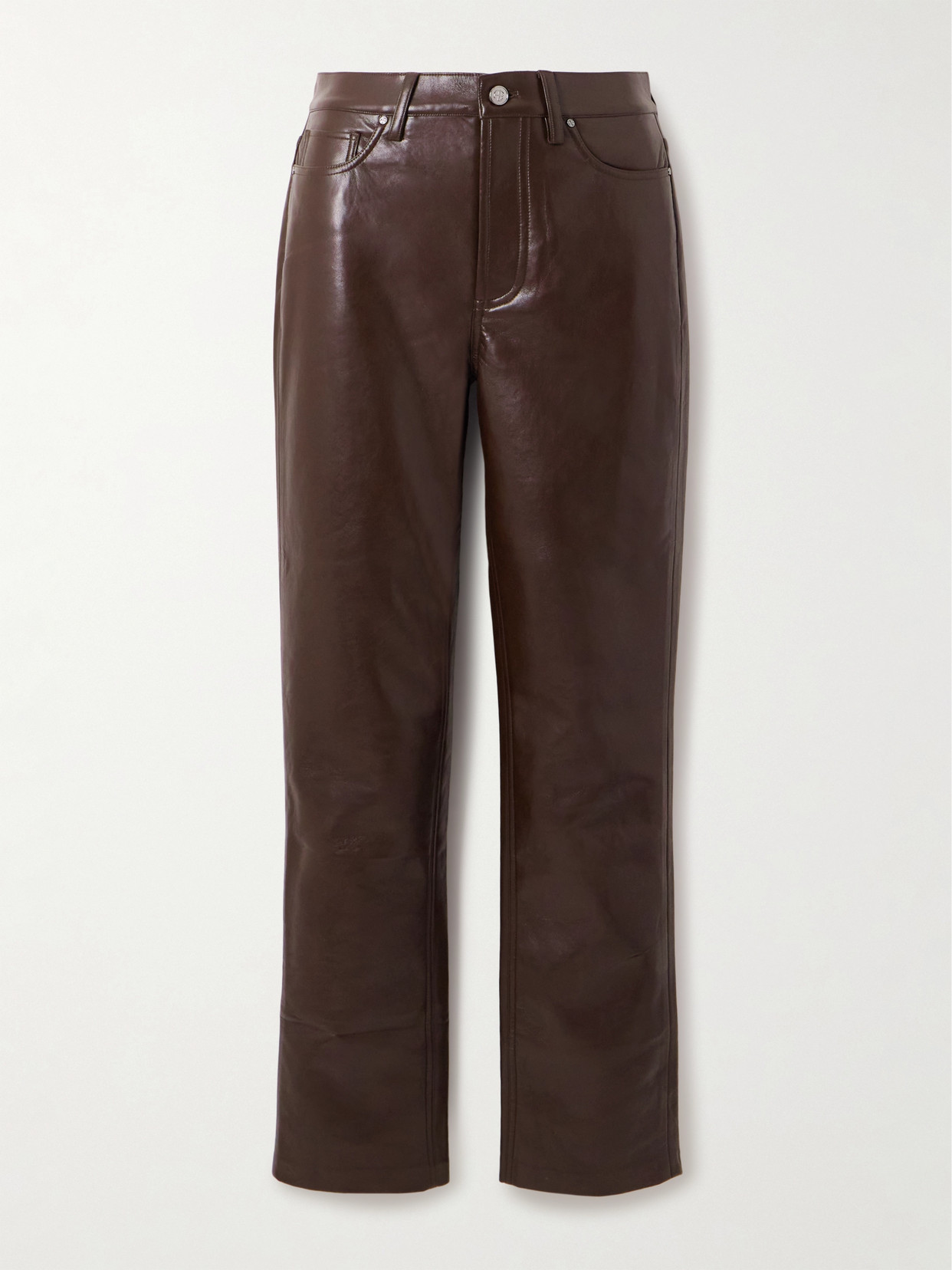 Anine Bing Bruno Cropped Slim-leg Pants In Brown