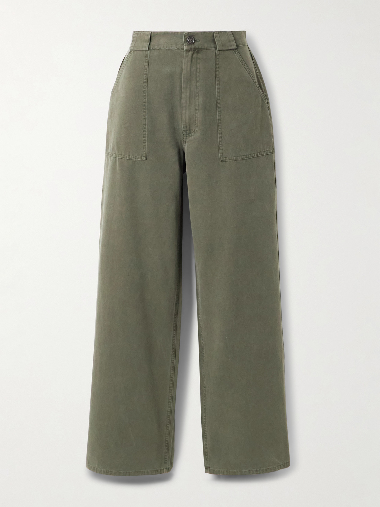 Anine Bing Grayson Cropped Cotton-canvas Wide-leg Pants