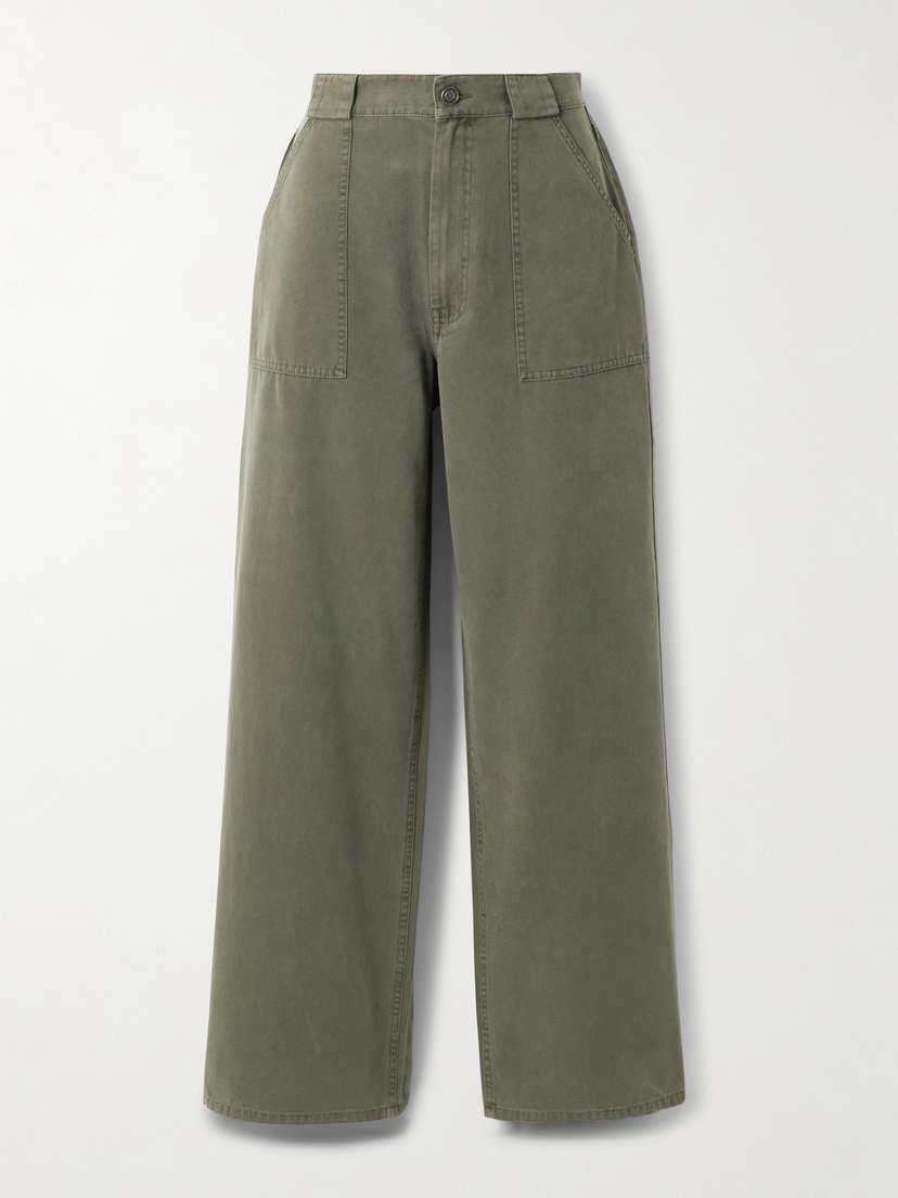 Anine Bing Grayson Cropped Cotton-canvas Wide-leg Pants