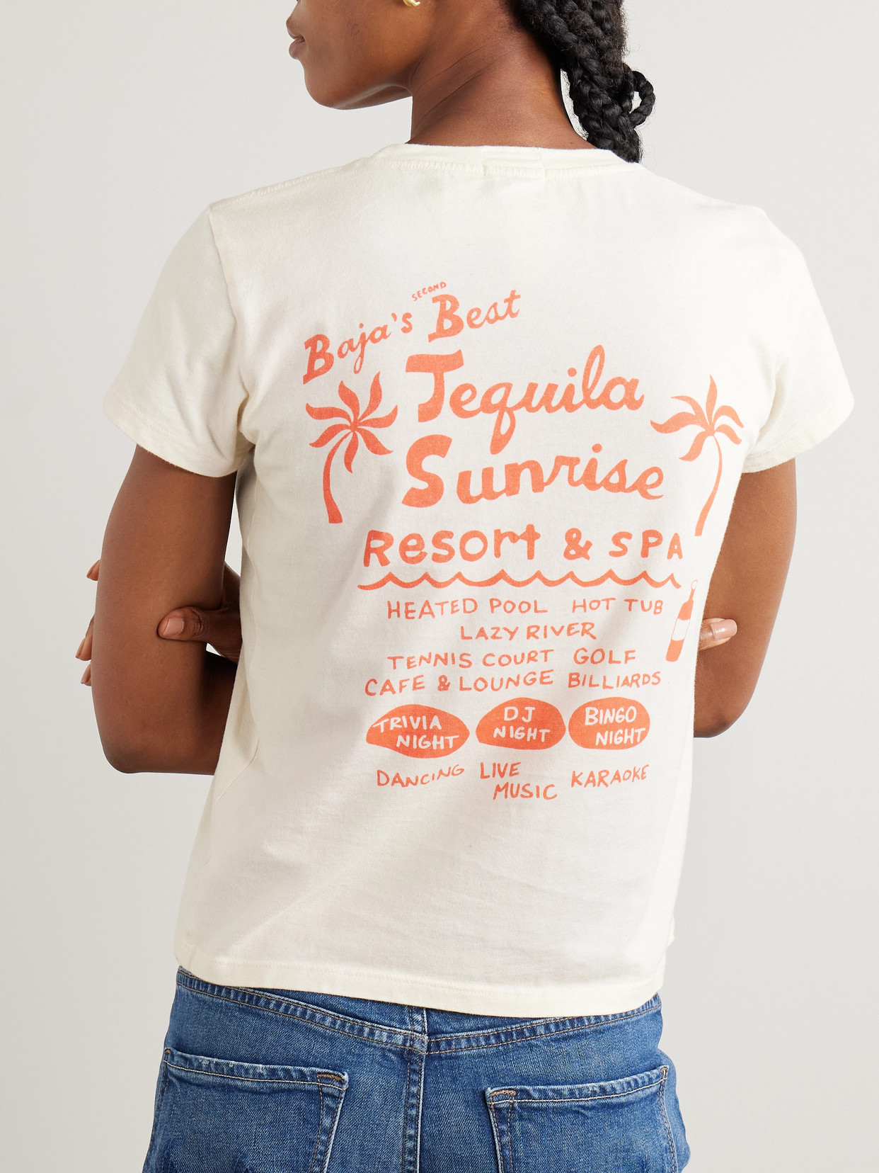 Mother Womens Tequila Sunrise Resort The Boxy Goodie Goodie Graphic-print Stretch-cotton T-shirt Xs In Neutral
