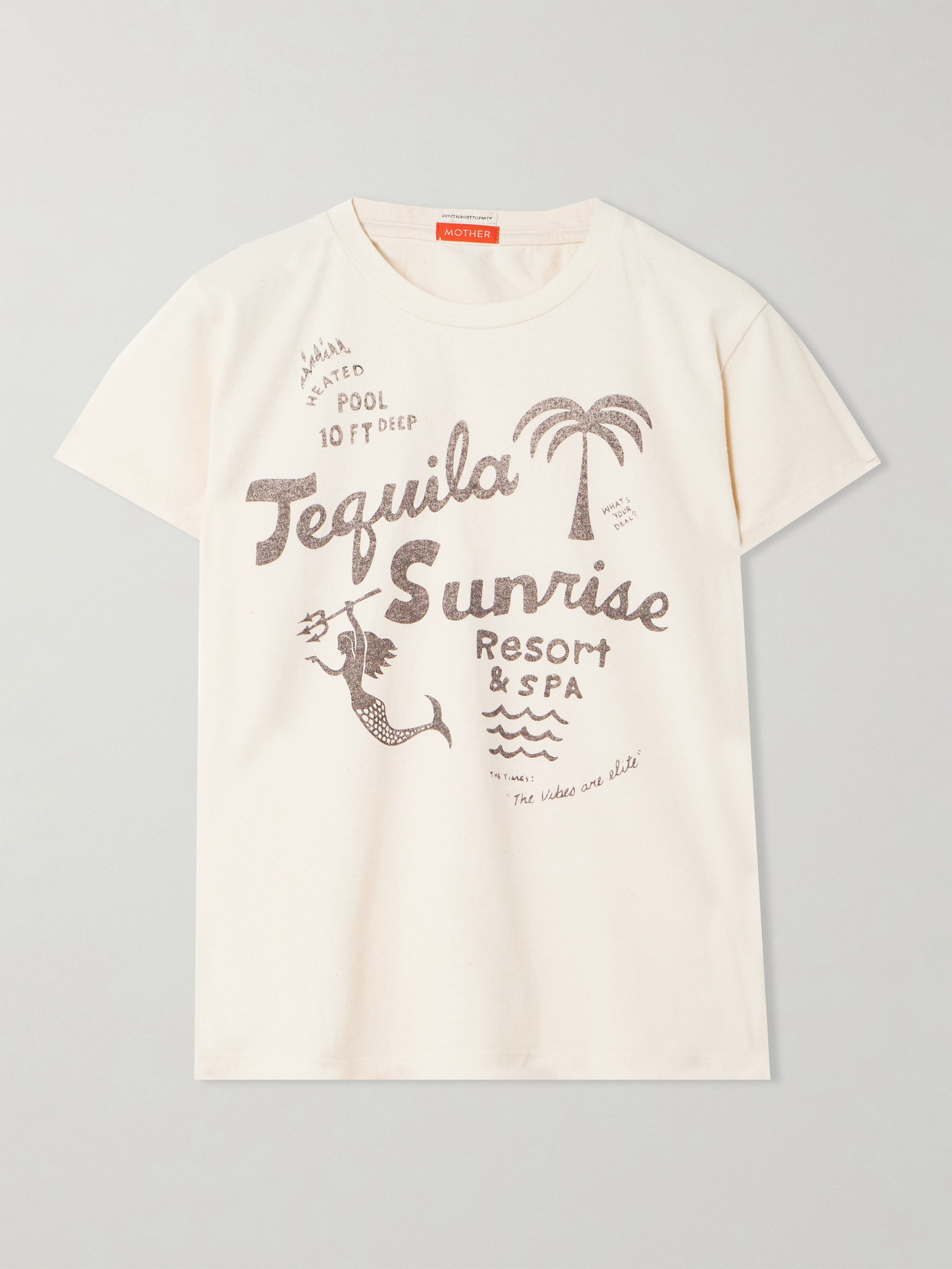 Mother The Boxy Goodie Goodie Printed Cotton-blend Jersey T-shirt In Beige
