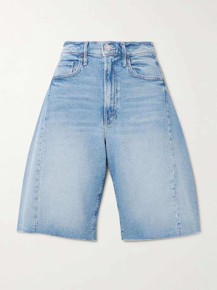 Mother The Half Pipe Bermuda Fray Denim Shorts