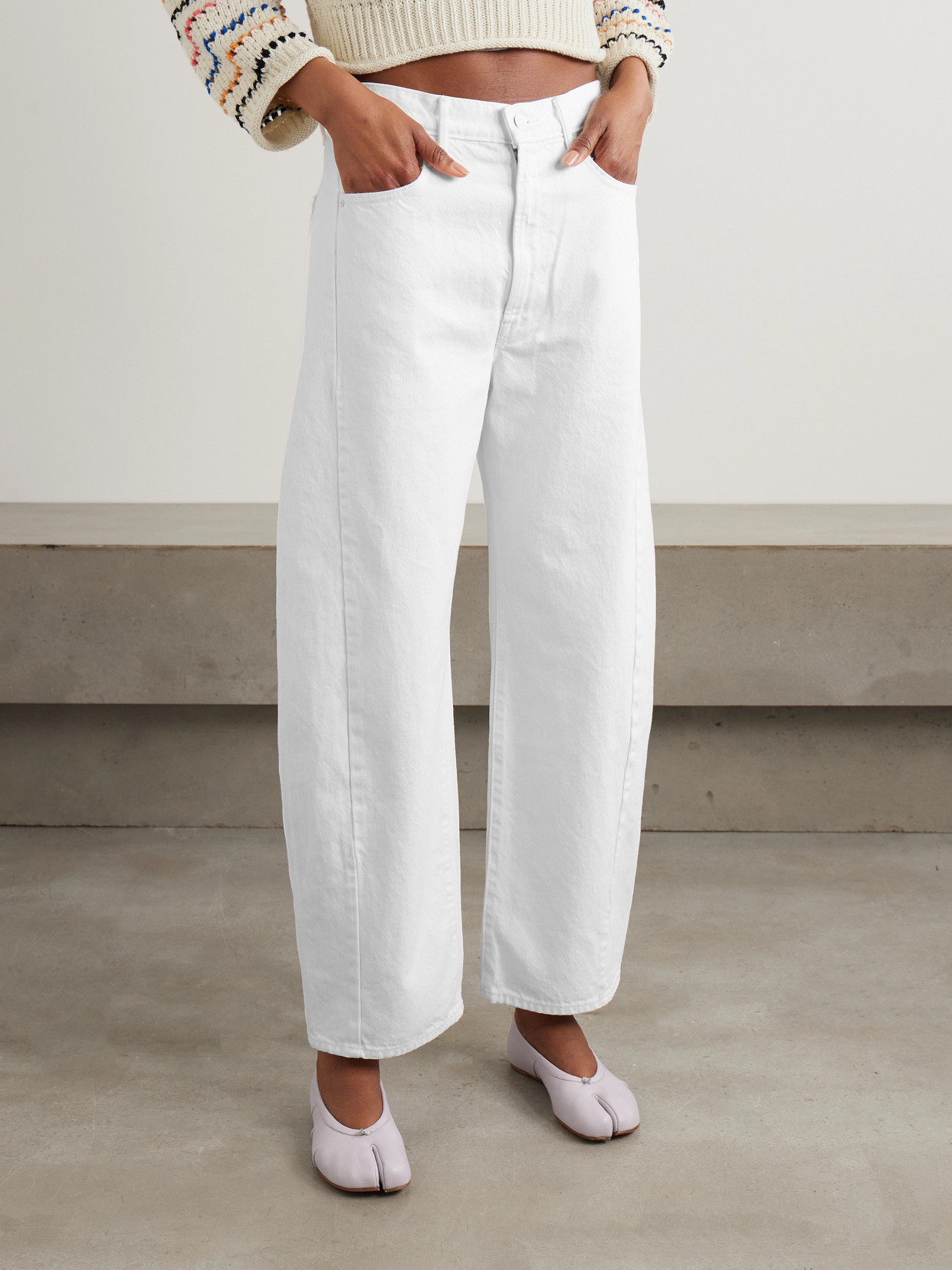 Mother The Full-pipe Ankle Mid-rise Wide-leg Jeans