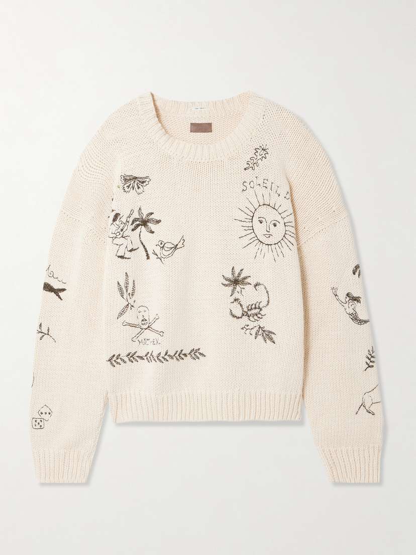 Mother The Jumper Embroidered Cotton Sweater