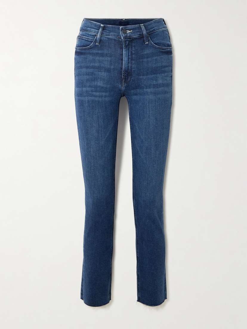 Mother The Dazzler Ankle Frayed Mid-rise Slim-leg Jeans