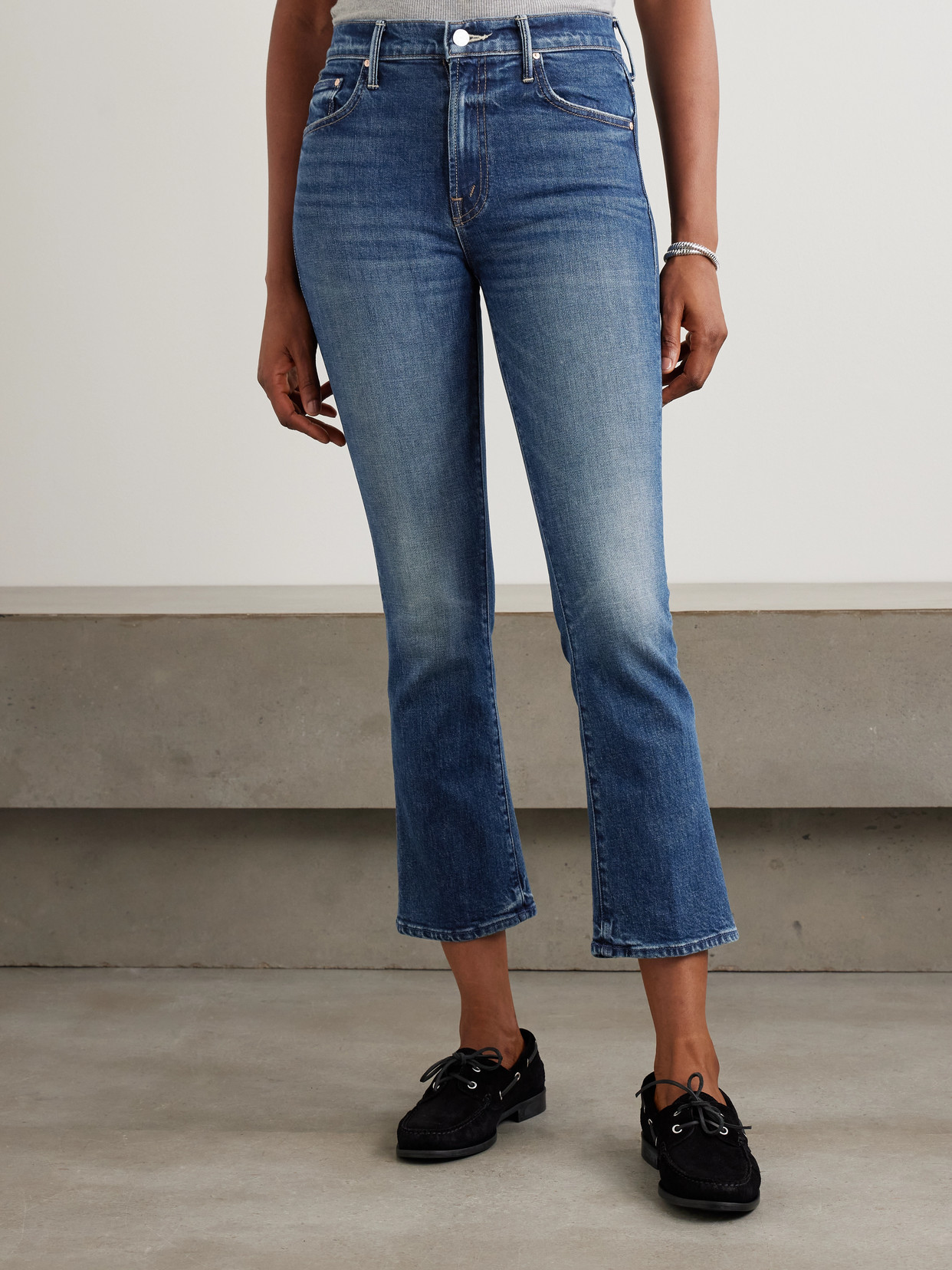 Mother The Insider Cropped High-rise Flared Jeans