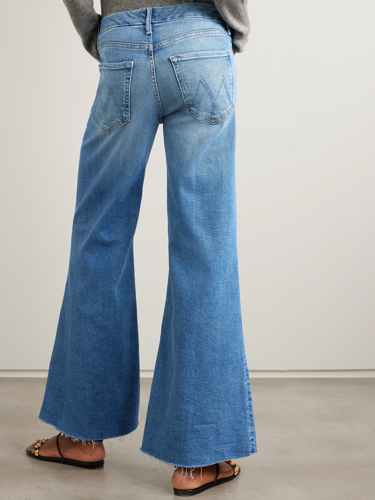 Mother The Hustler Roller Ankle Wide Leg Jeans In Blue